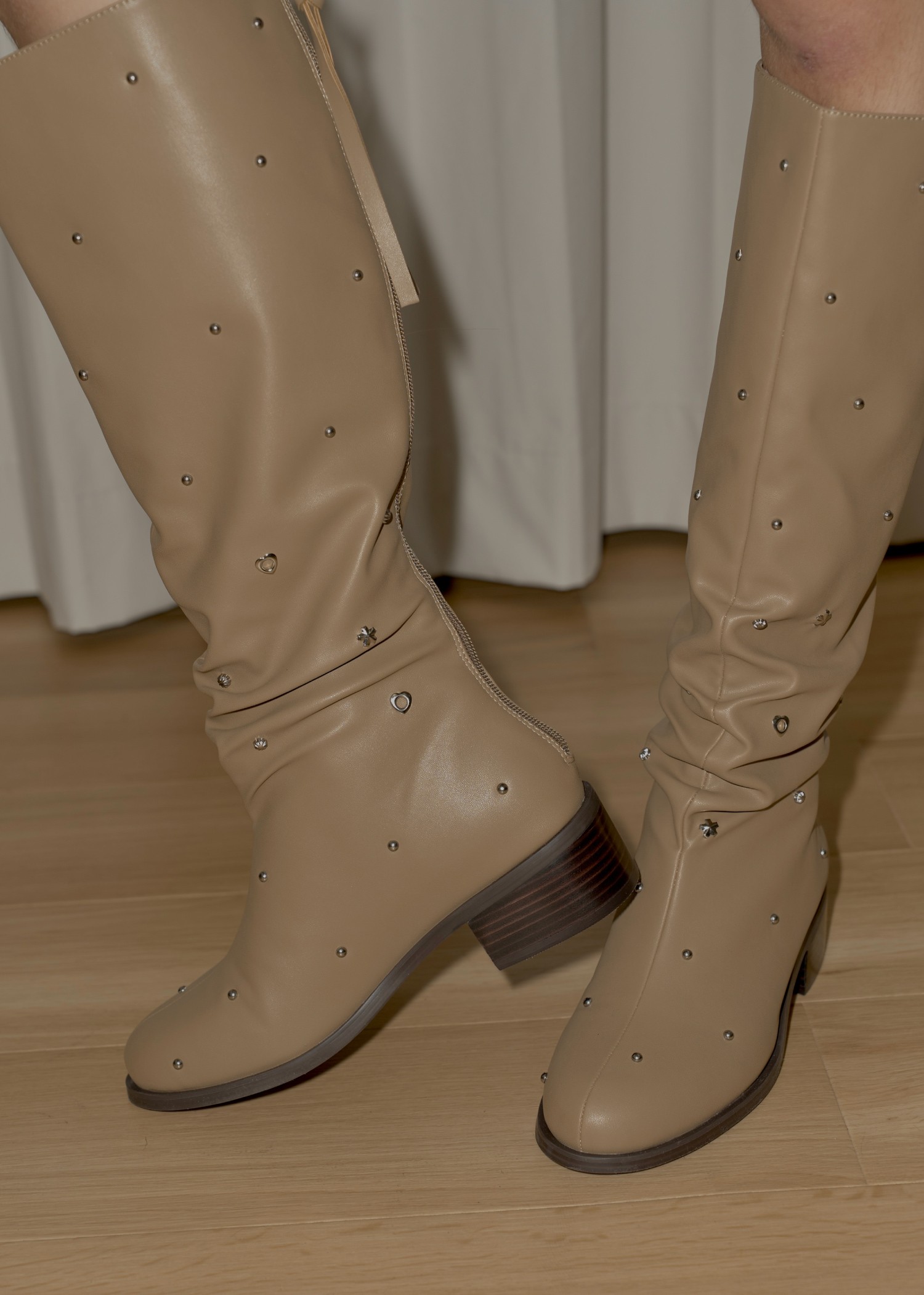 plenty random studs long boots