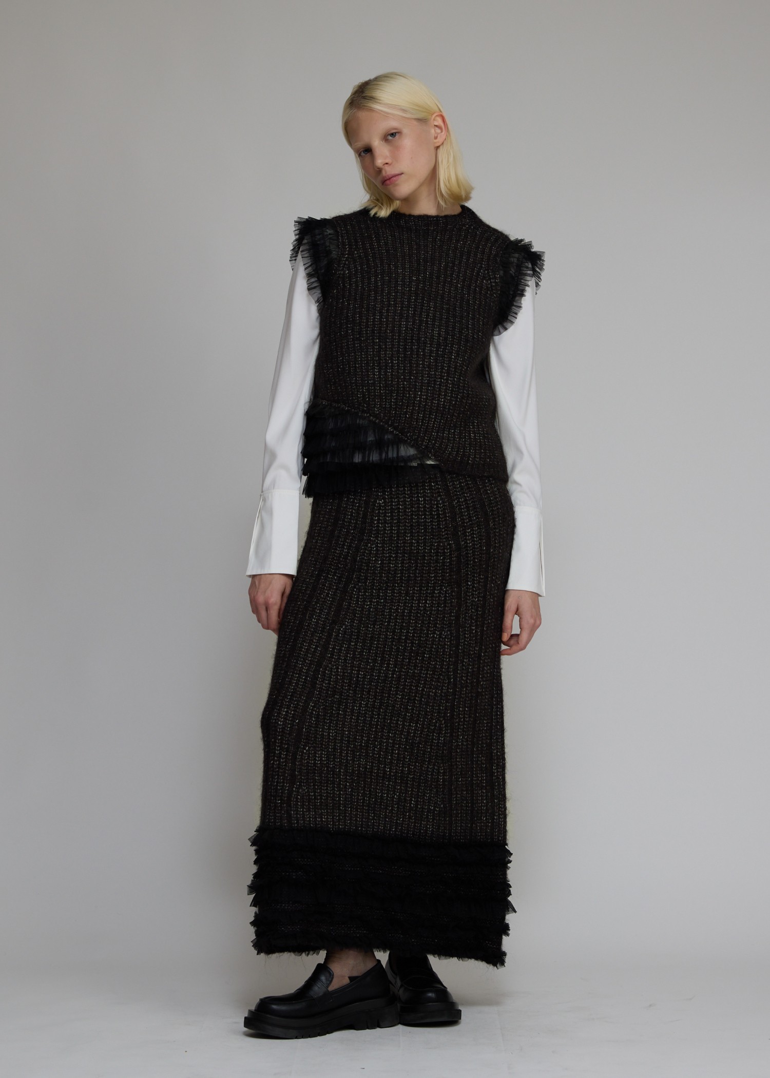 hem tulle frill meld knit SK