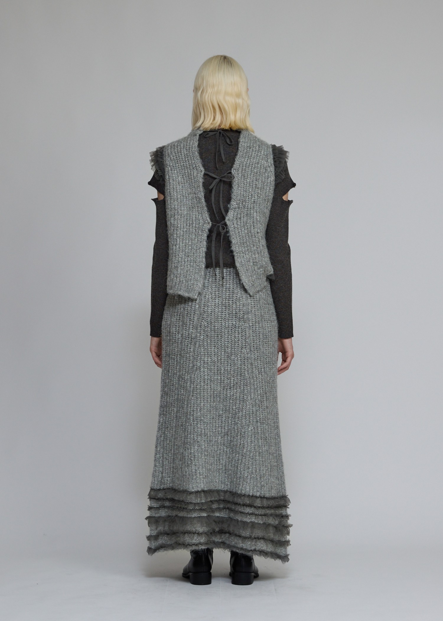 hem tulle frill meld knit SK