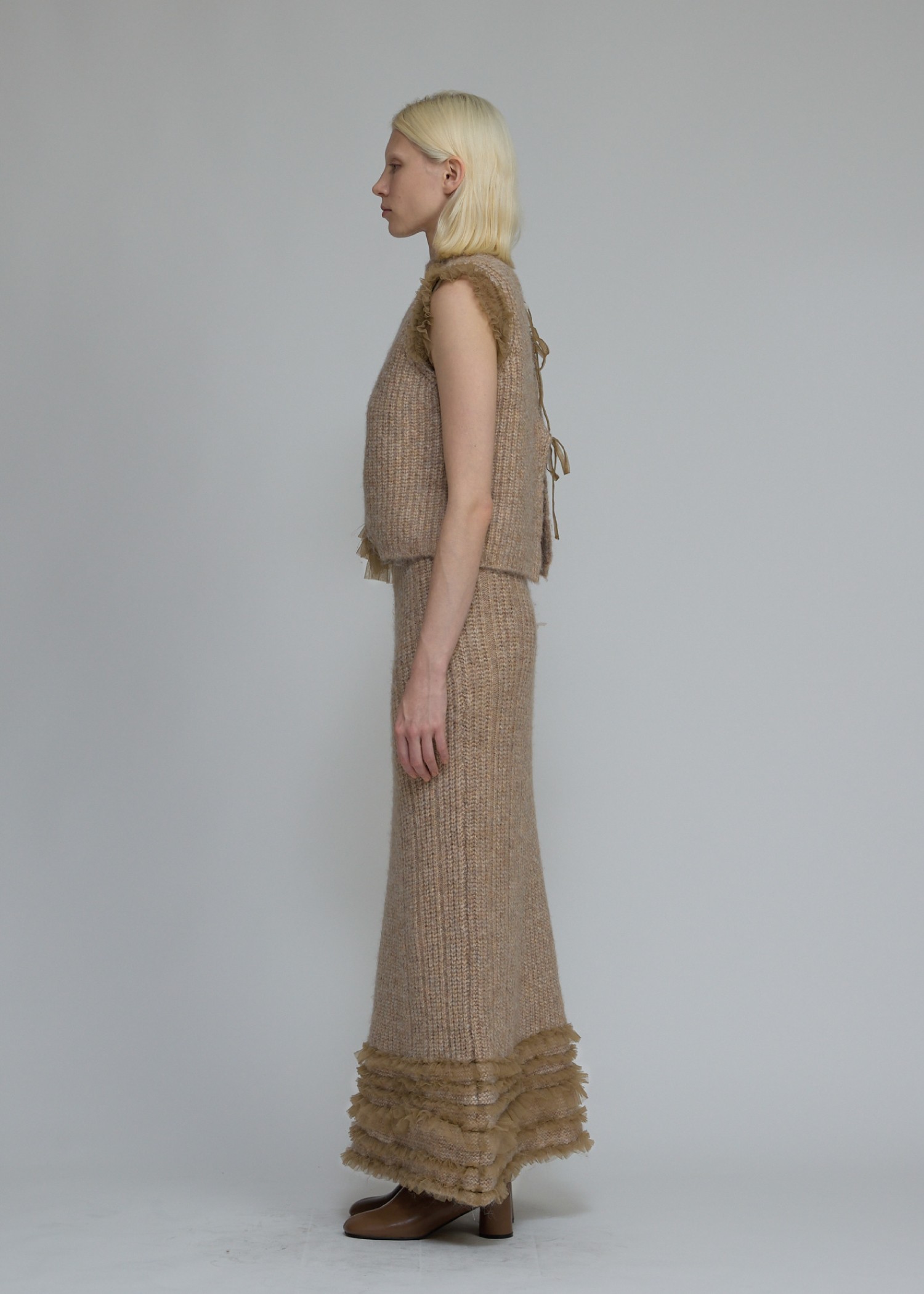 hem tulle frill meld knit SK