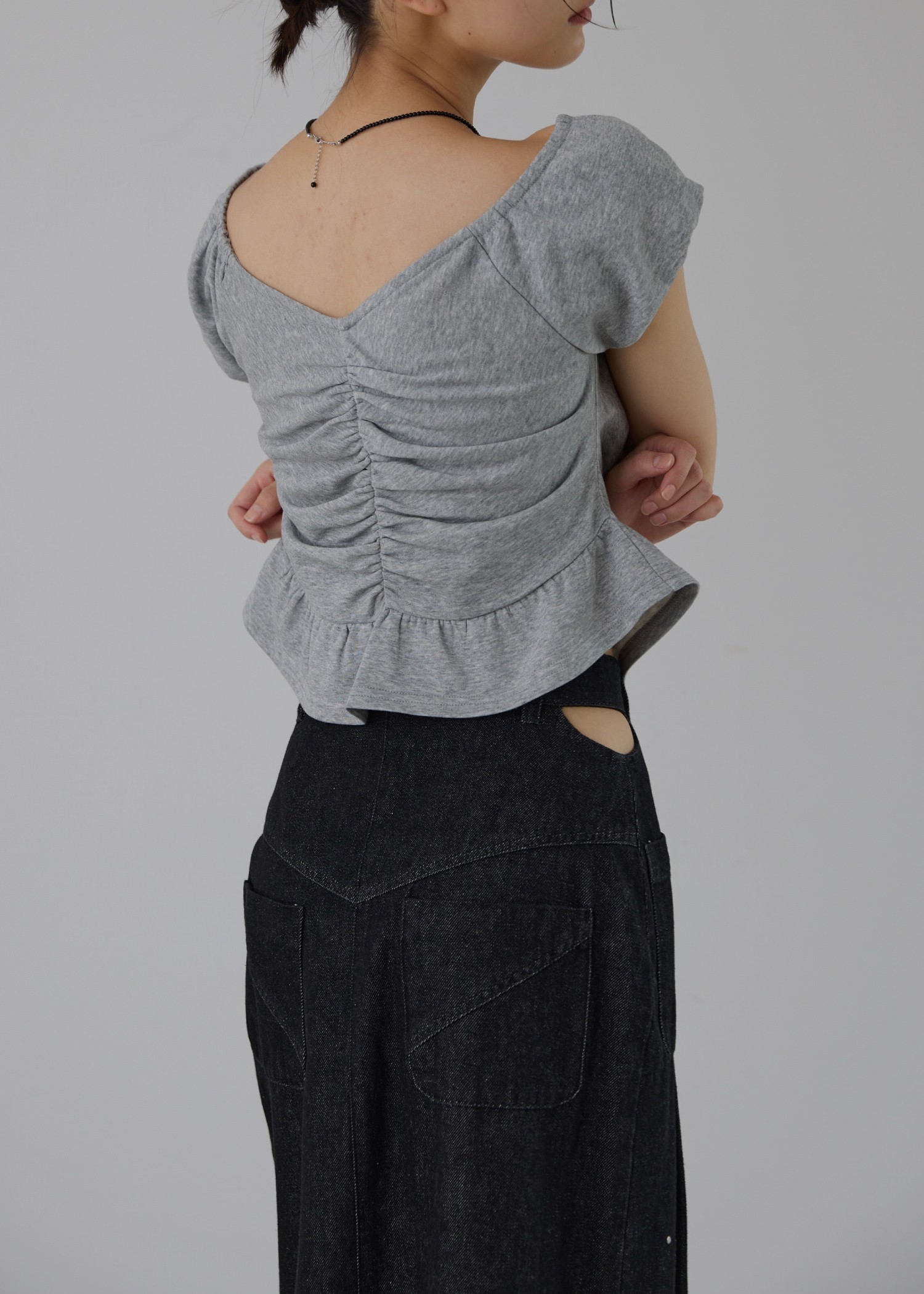 hollow out bijou tuck denim tight SK