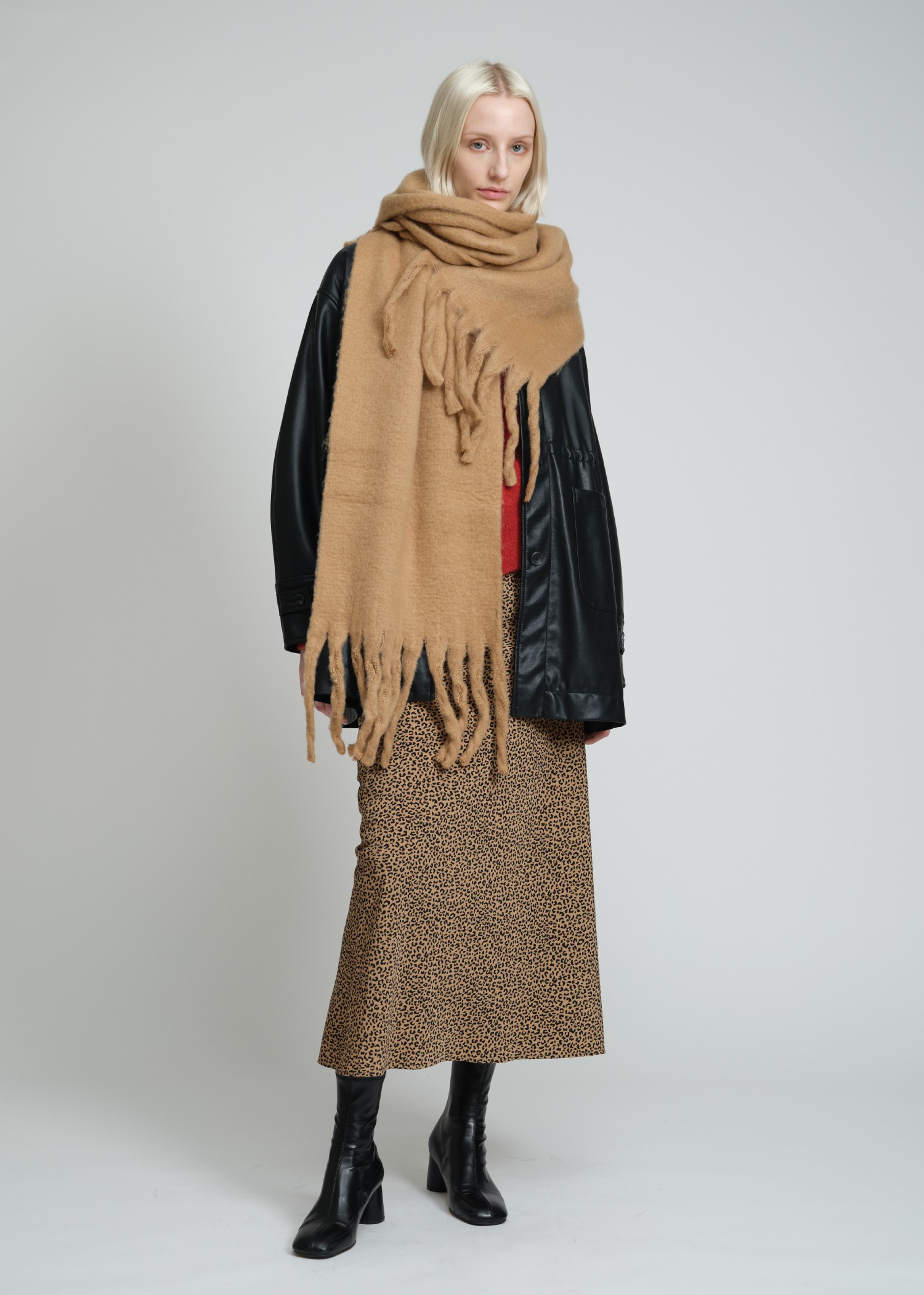 leopard print long trapeze skirt