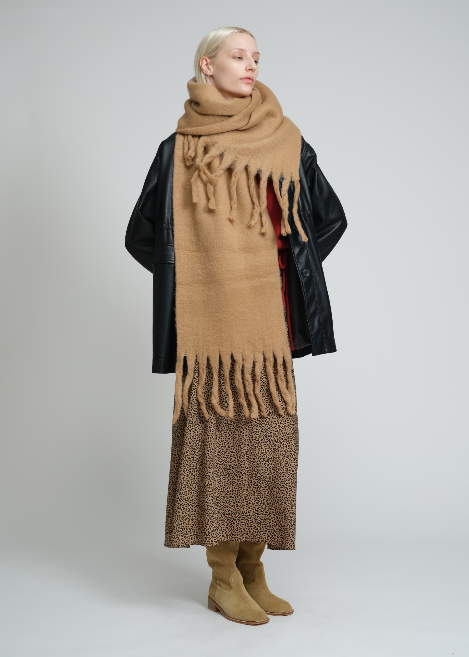 leopard print long trapeze skirt