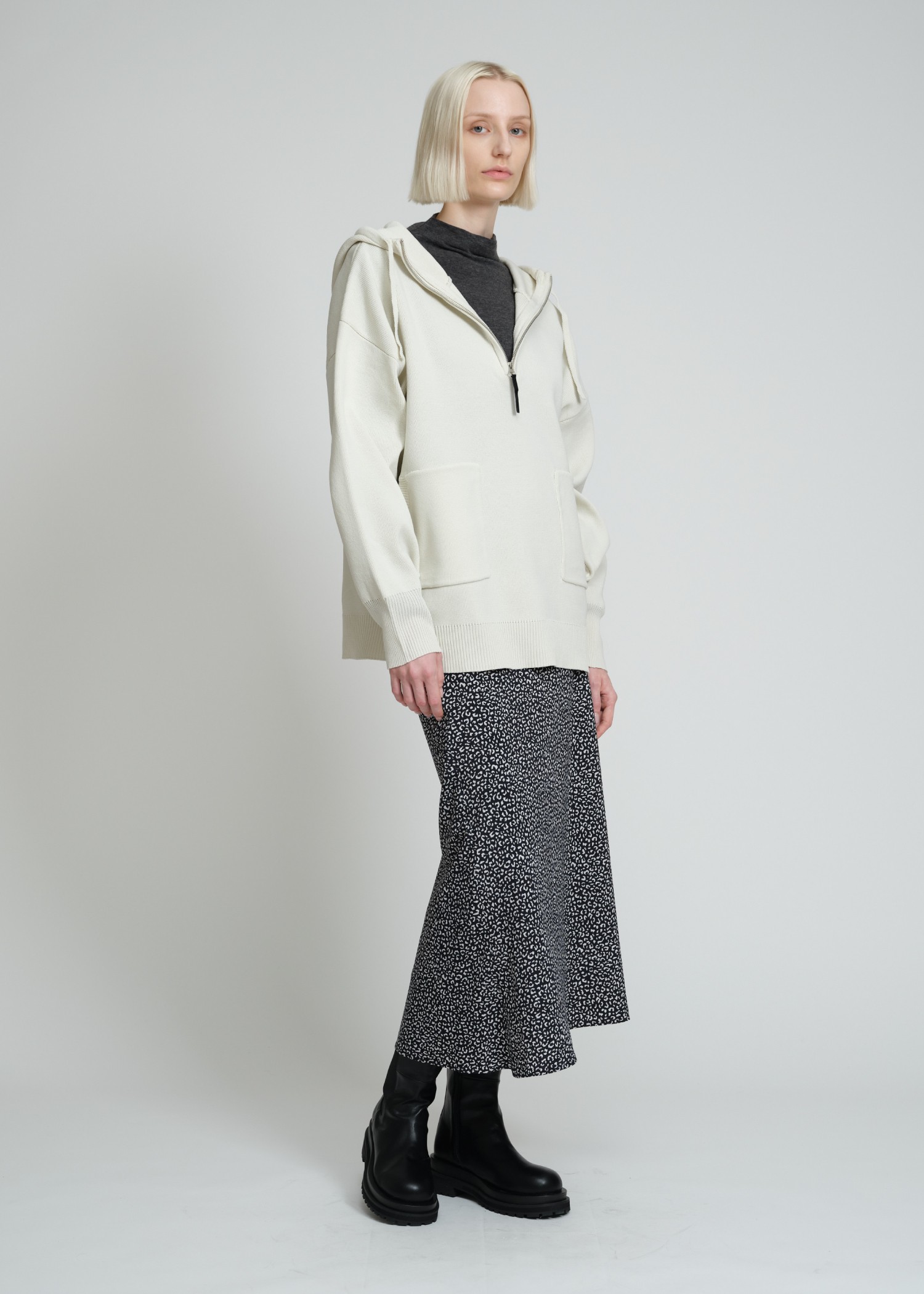 leopard print long trapeze skirt