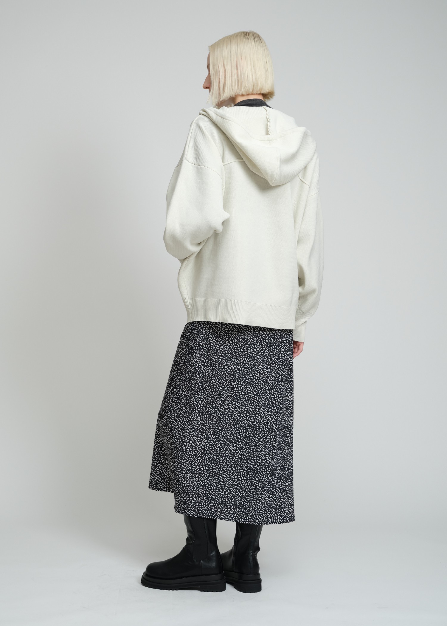 leopard print long trapeze skirt