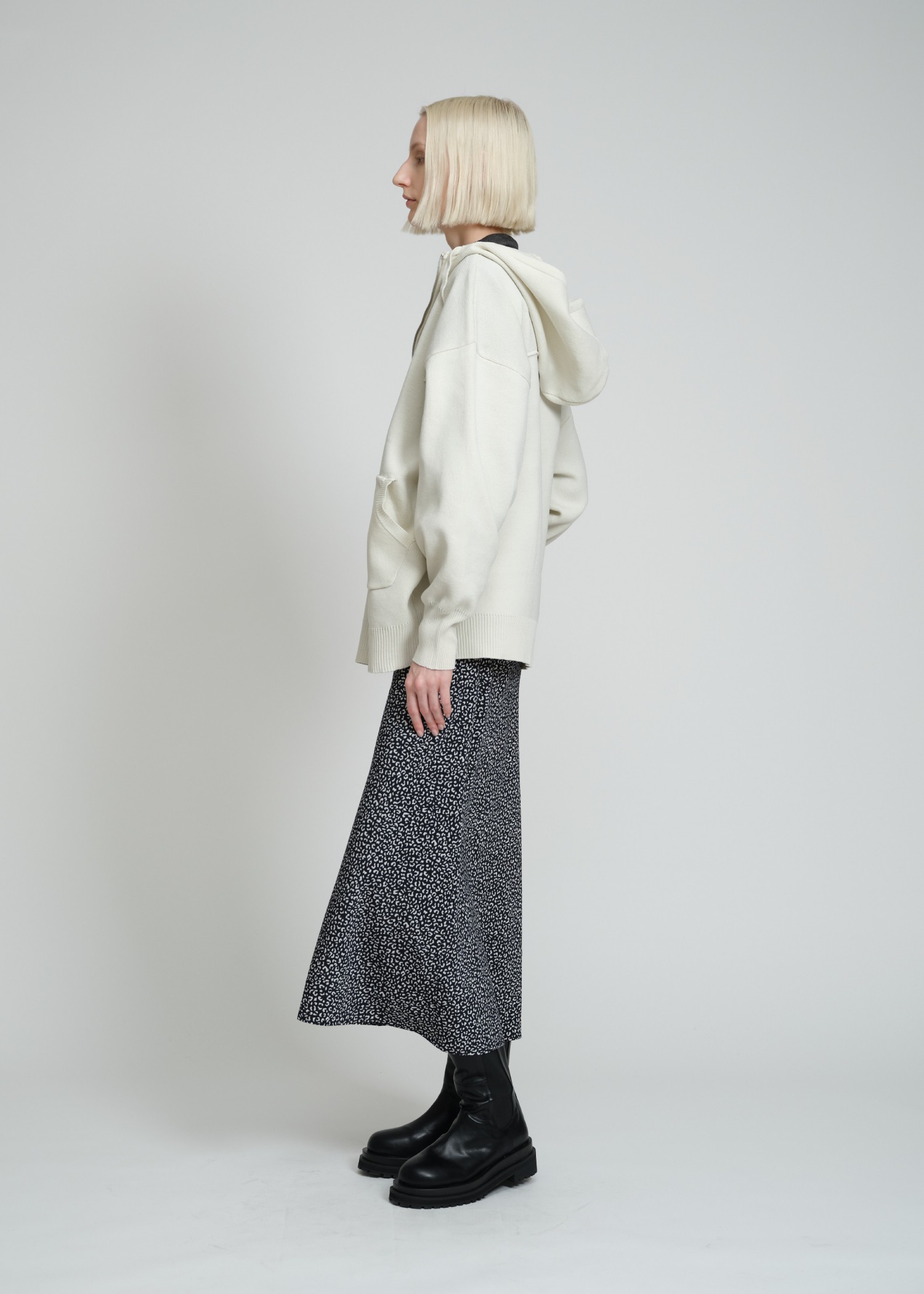 leopard print long trapeze skirt