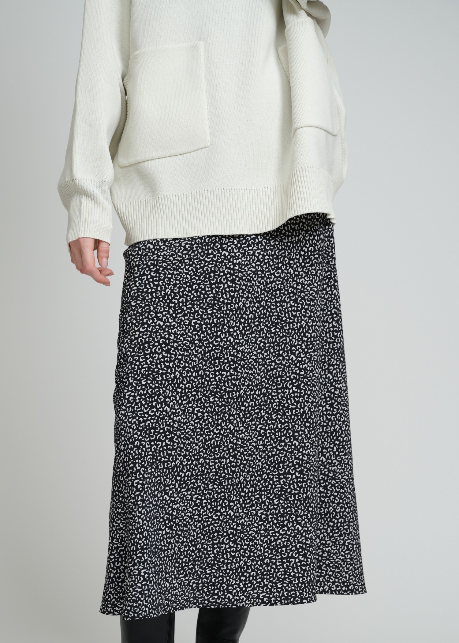 leopard print long trapeze skirt