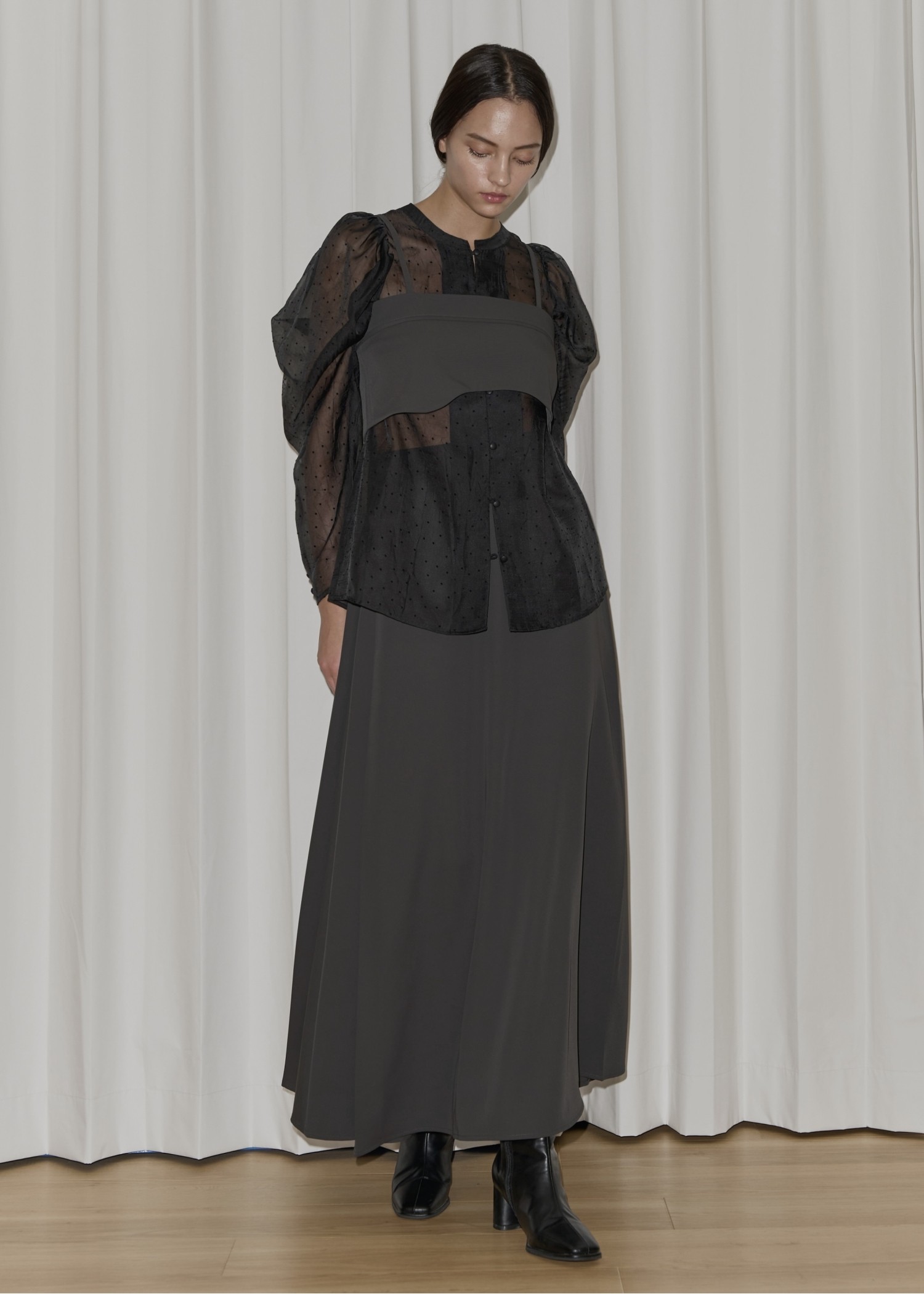 georgette bustier & side tuck skirt SET UP