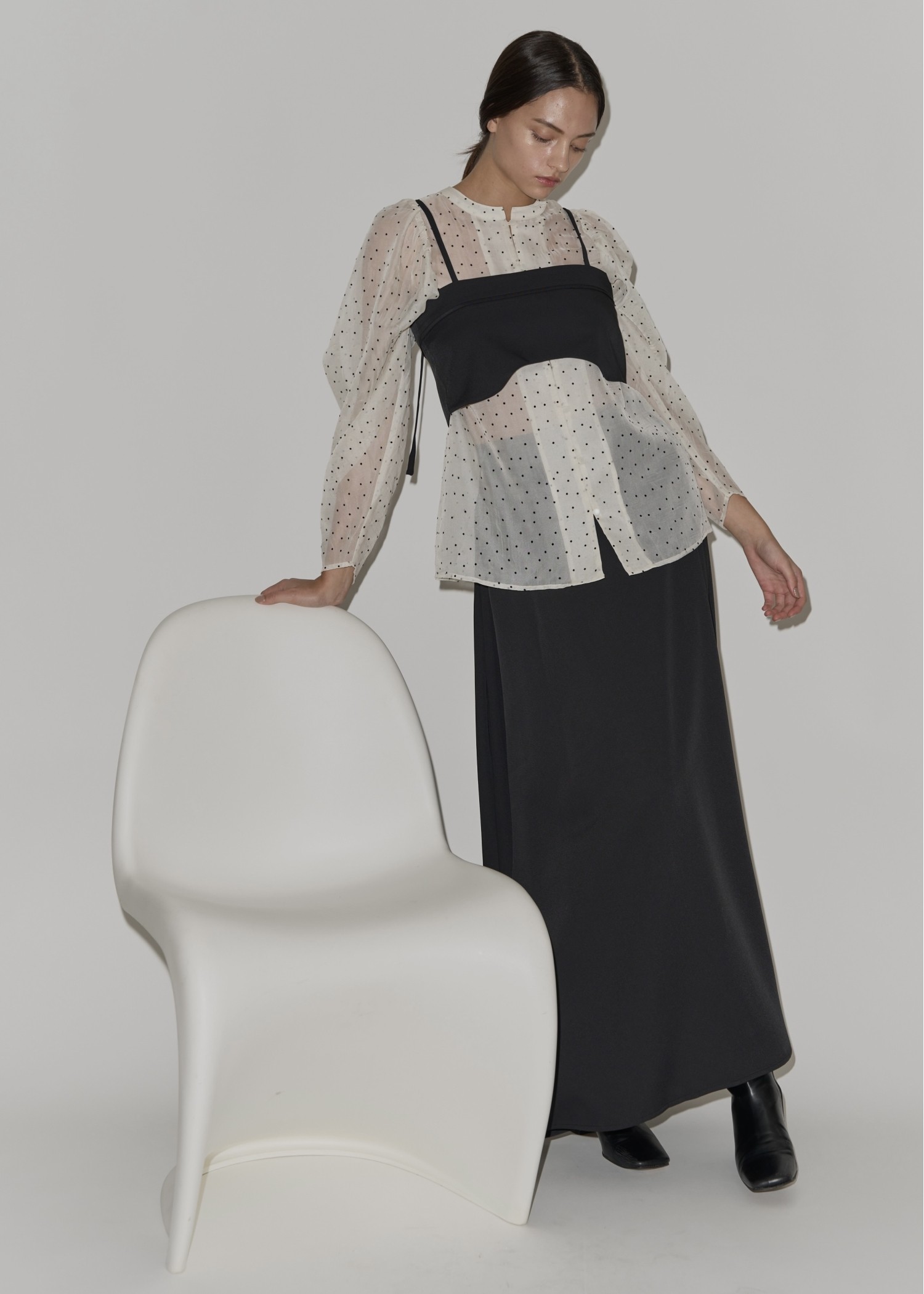 georgette bustier & side tuck skirt SET UP