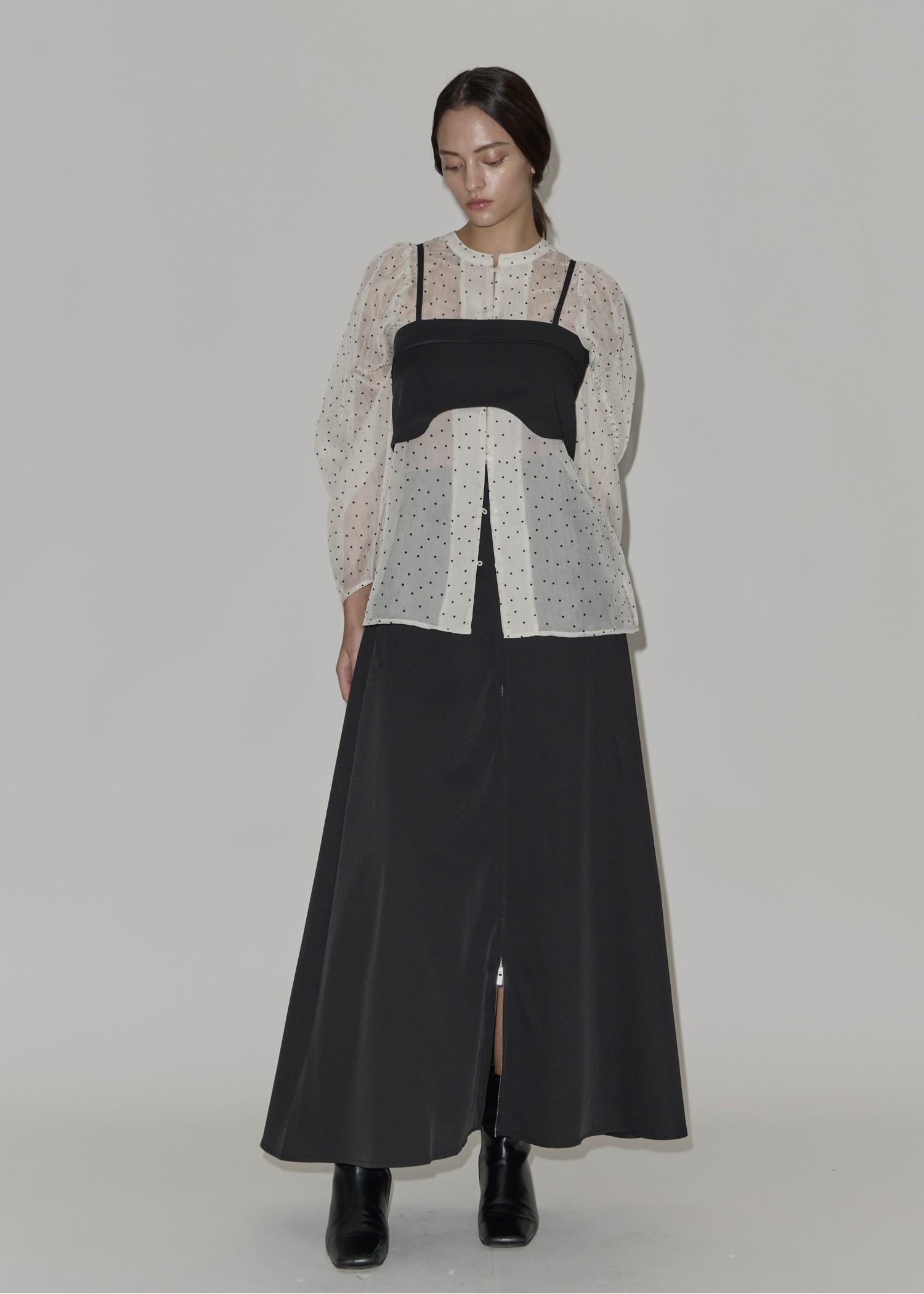 georgette bustier & side tuck skirt SET UP