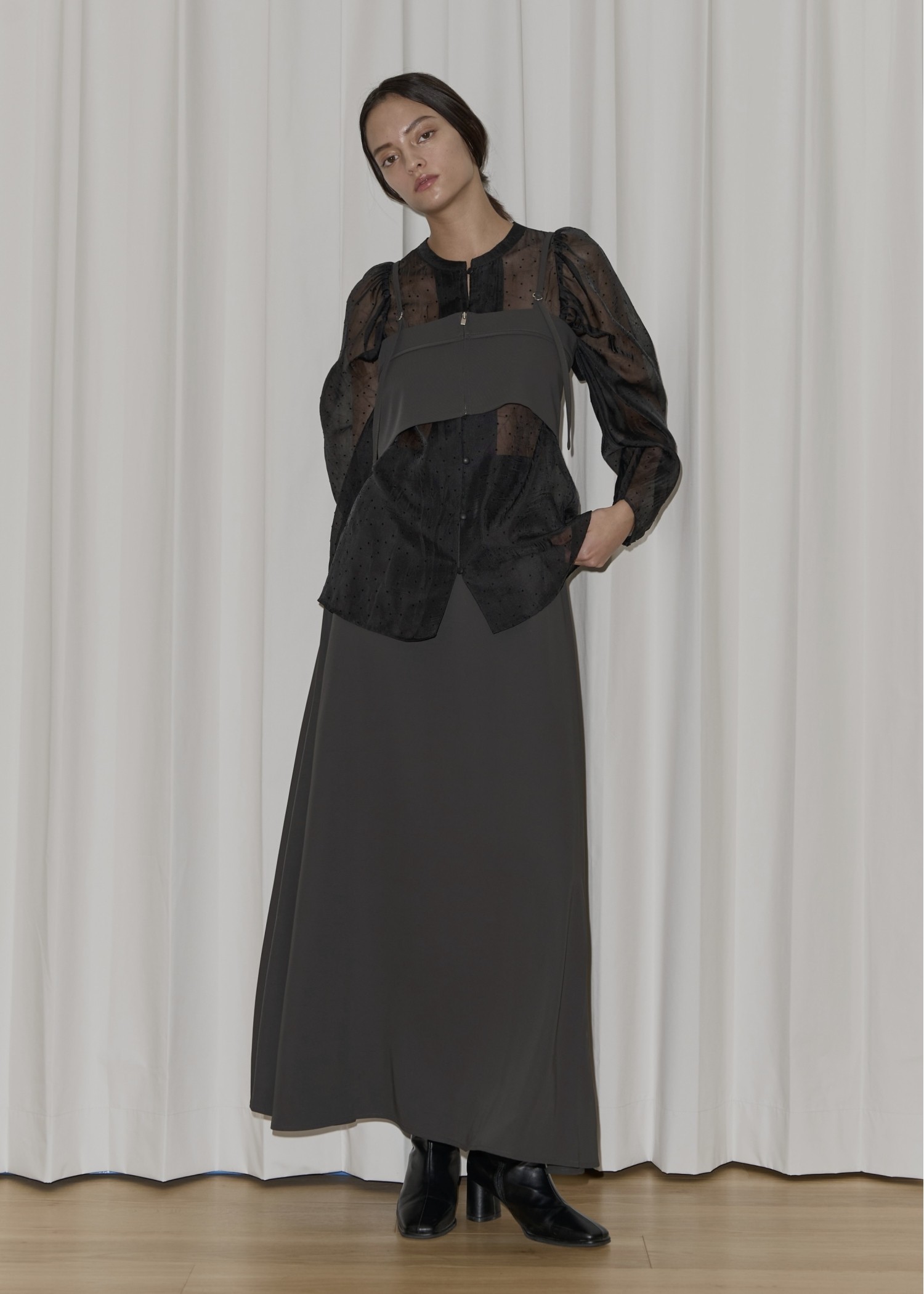 georgette bustier & side tuck skirt SET UP