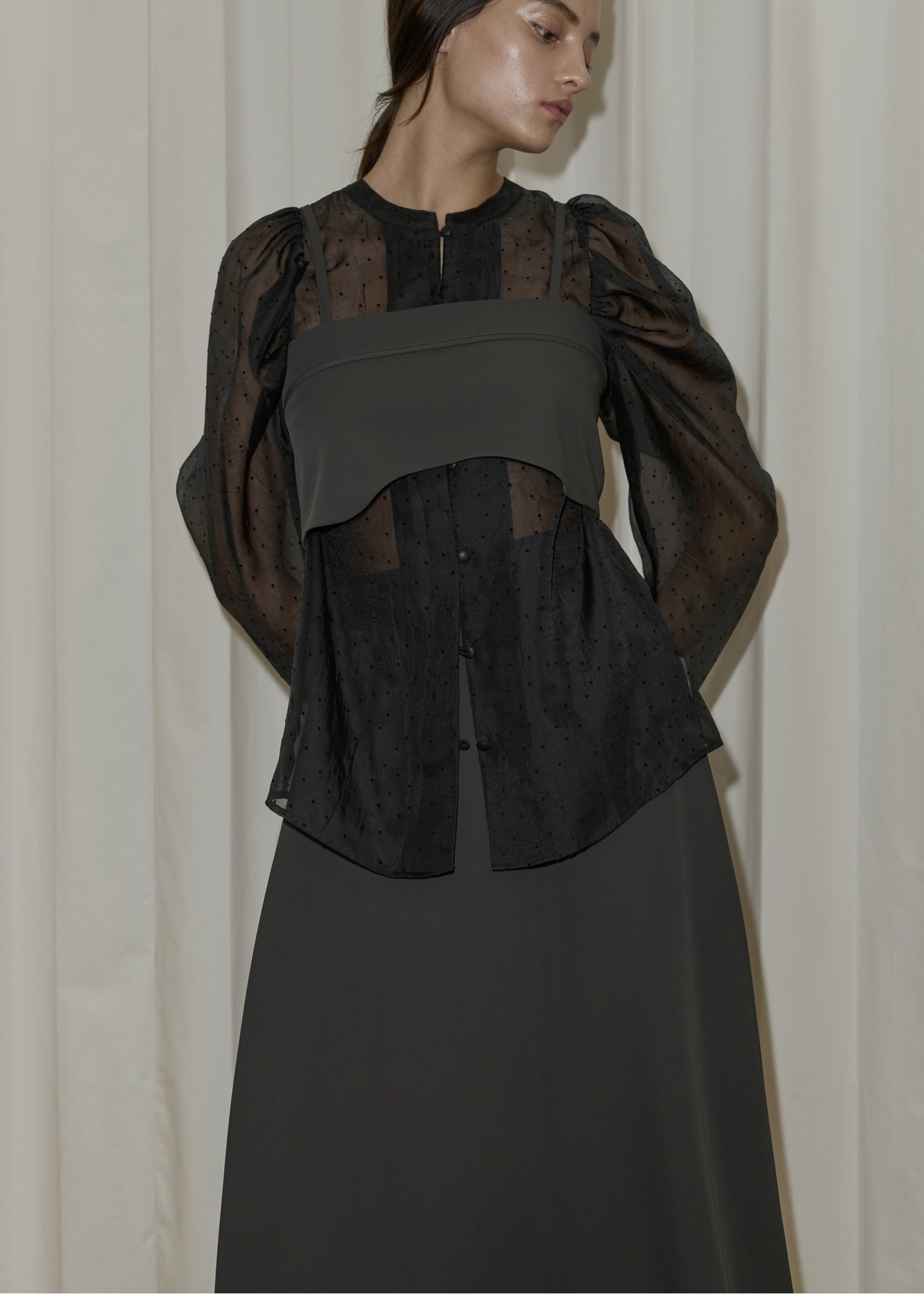 georgette bustier & side tuck skirt SET UP