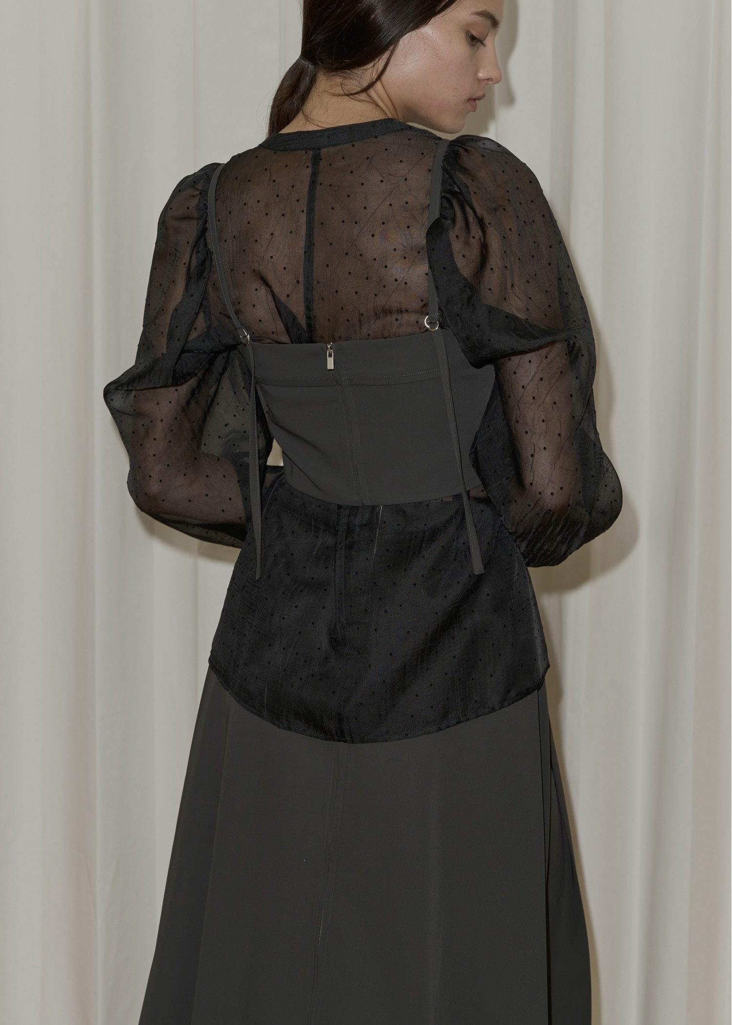 georgette bustier & side tuck skirt SET UP