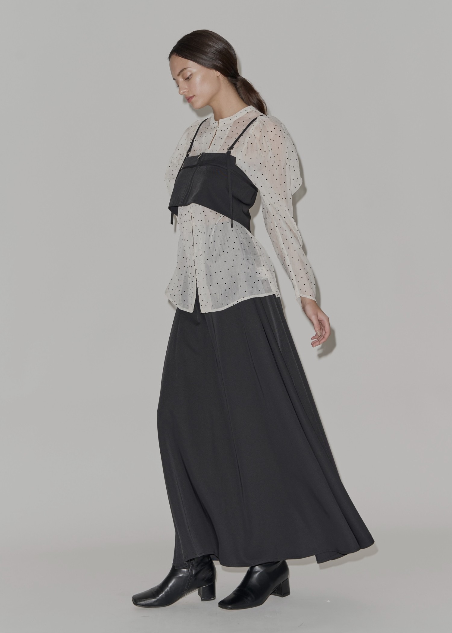 georgette bustier & side tuck skirt SET UP