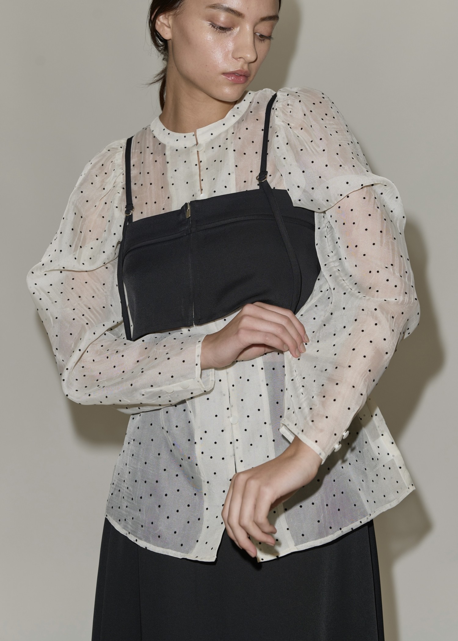 georgette bustier & side tuck skirt SET UP