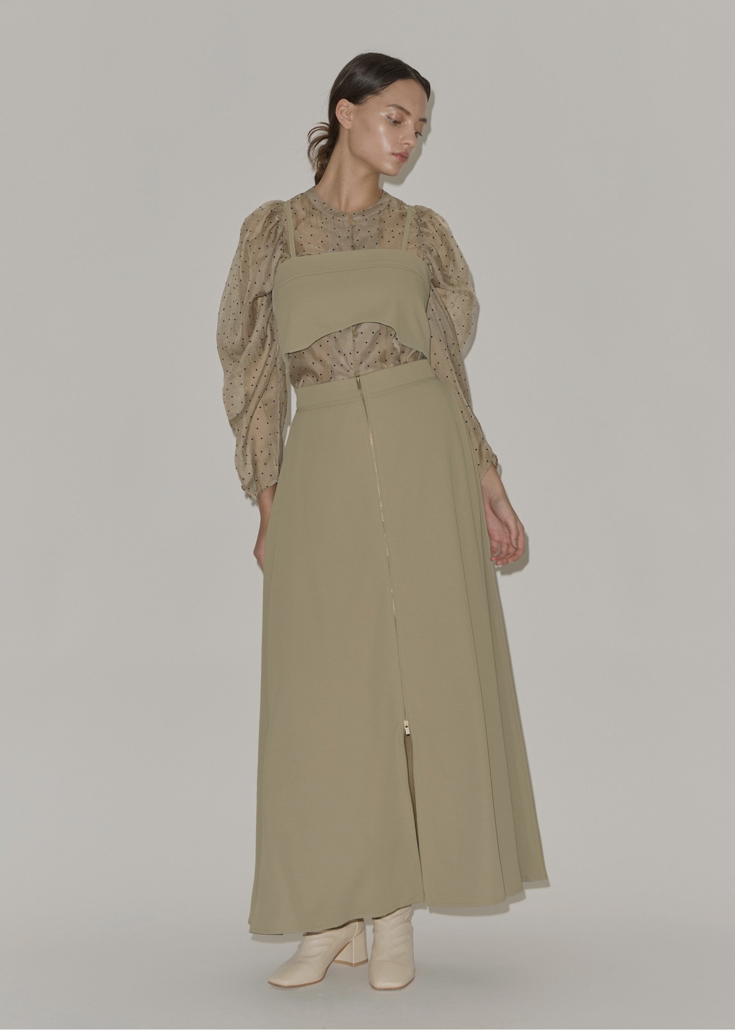 georgette bustier & side tuck skirt SET UP