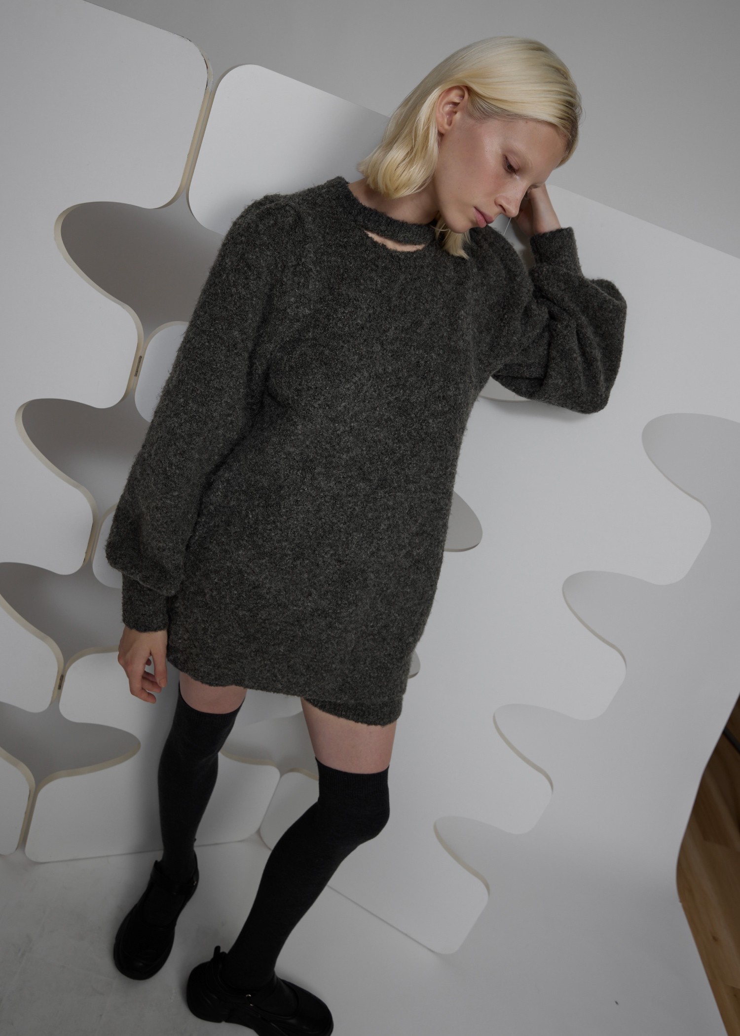 mortice neck S/PT set knit OP