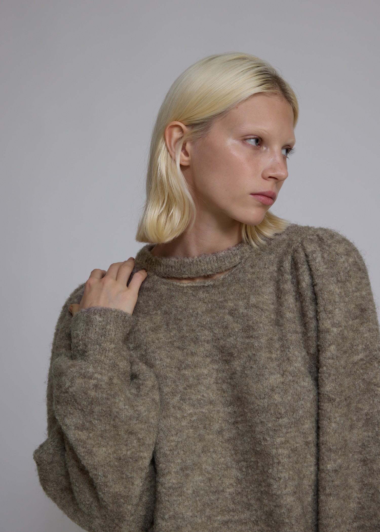 mortice neck S/PT set knit OP