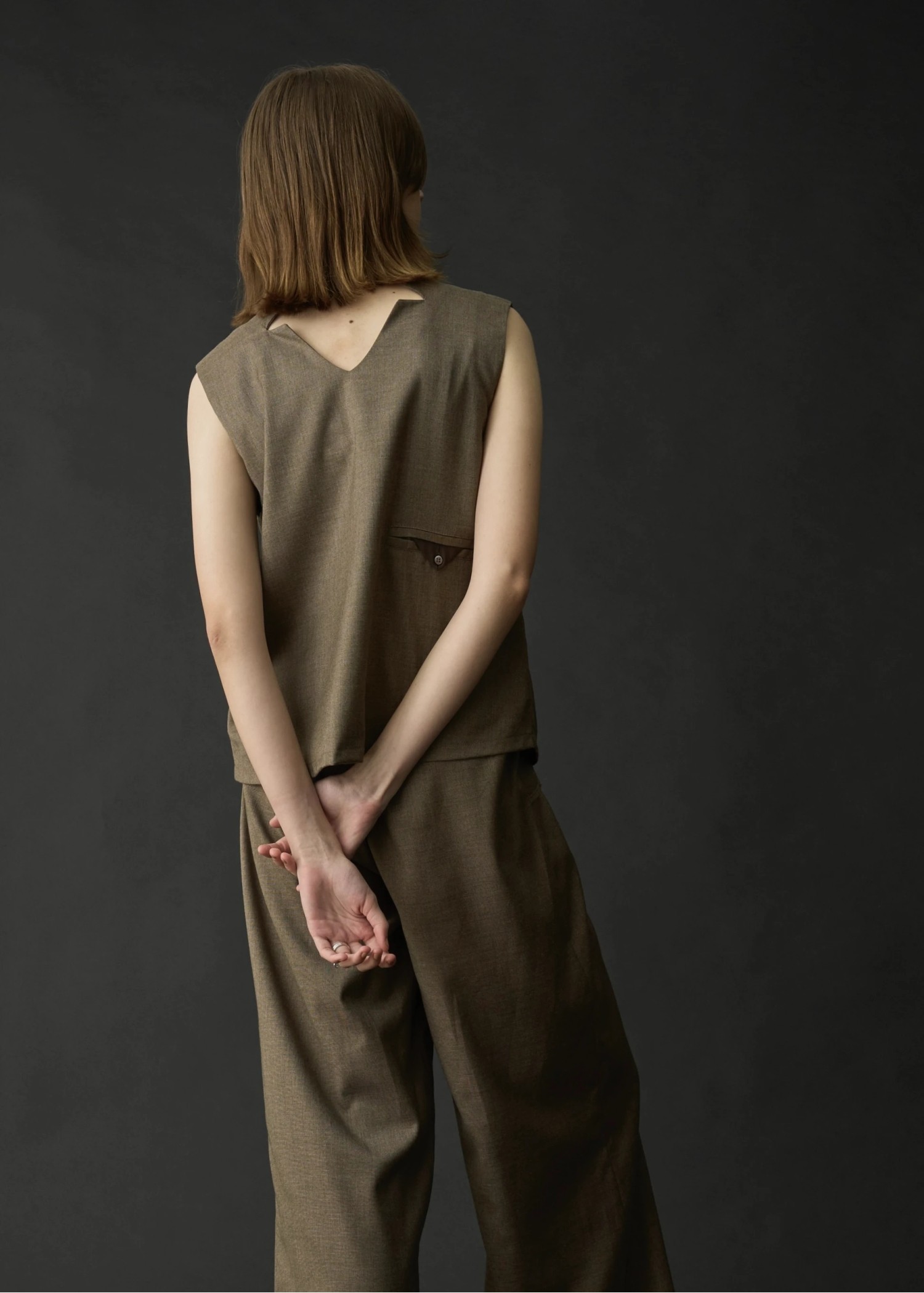 2way incision neck fringe no sleeve tops