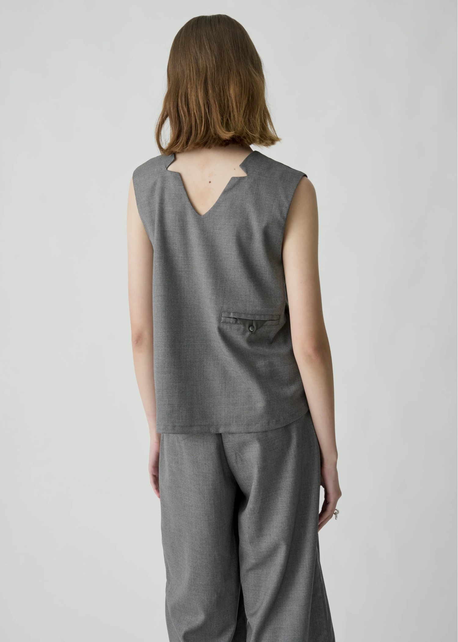 2way incision neck fringe no sleeve tops