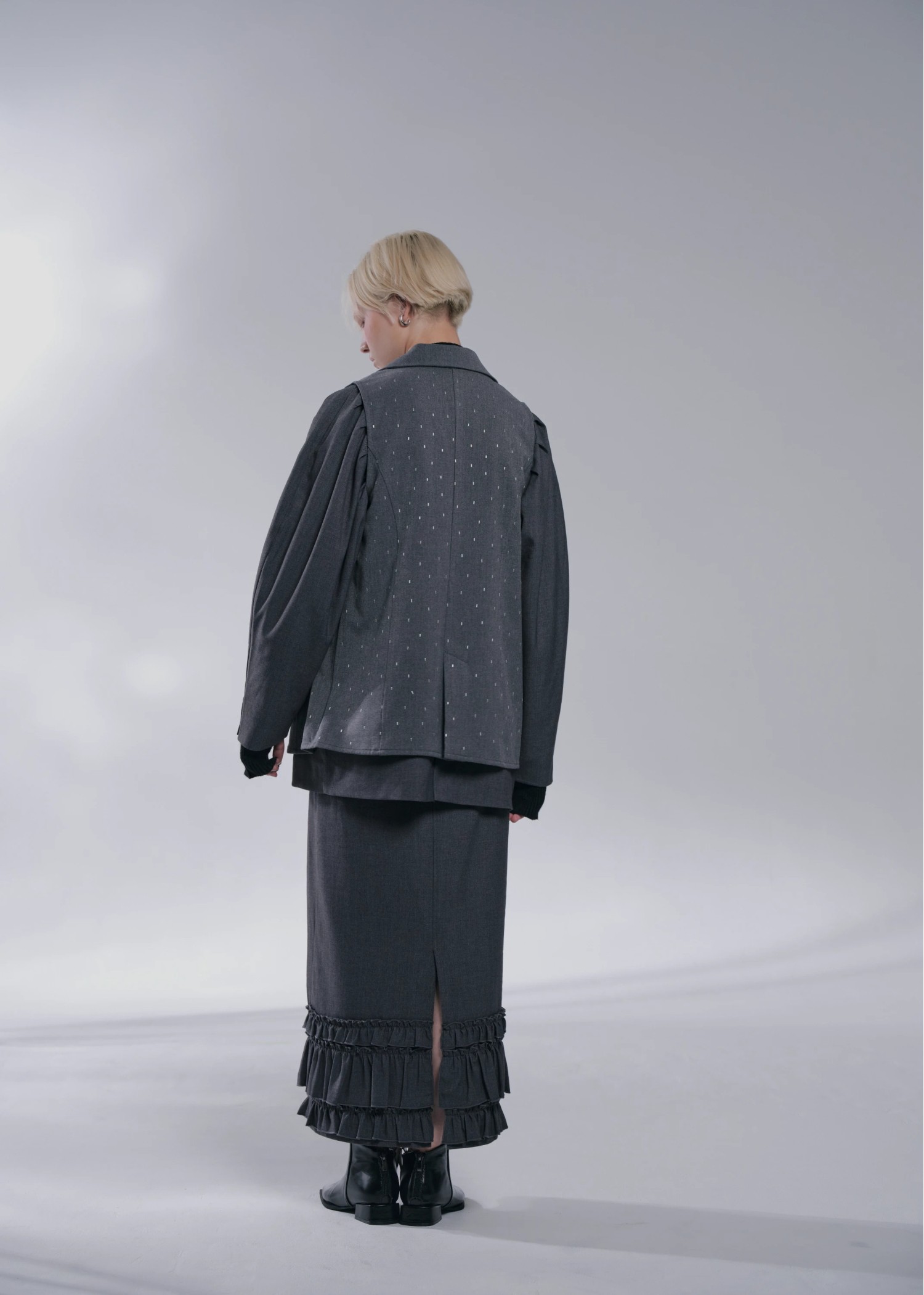 tailor collar studs zip gilet