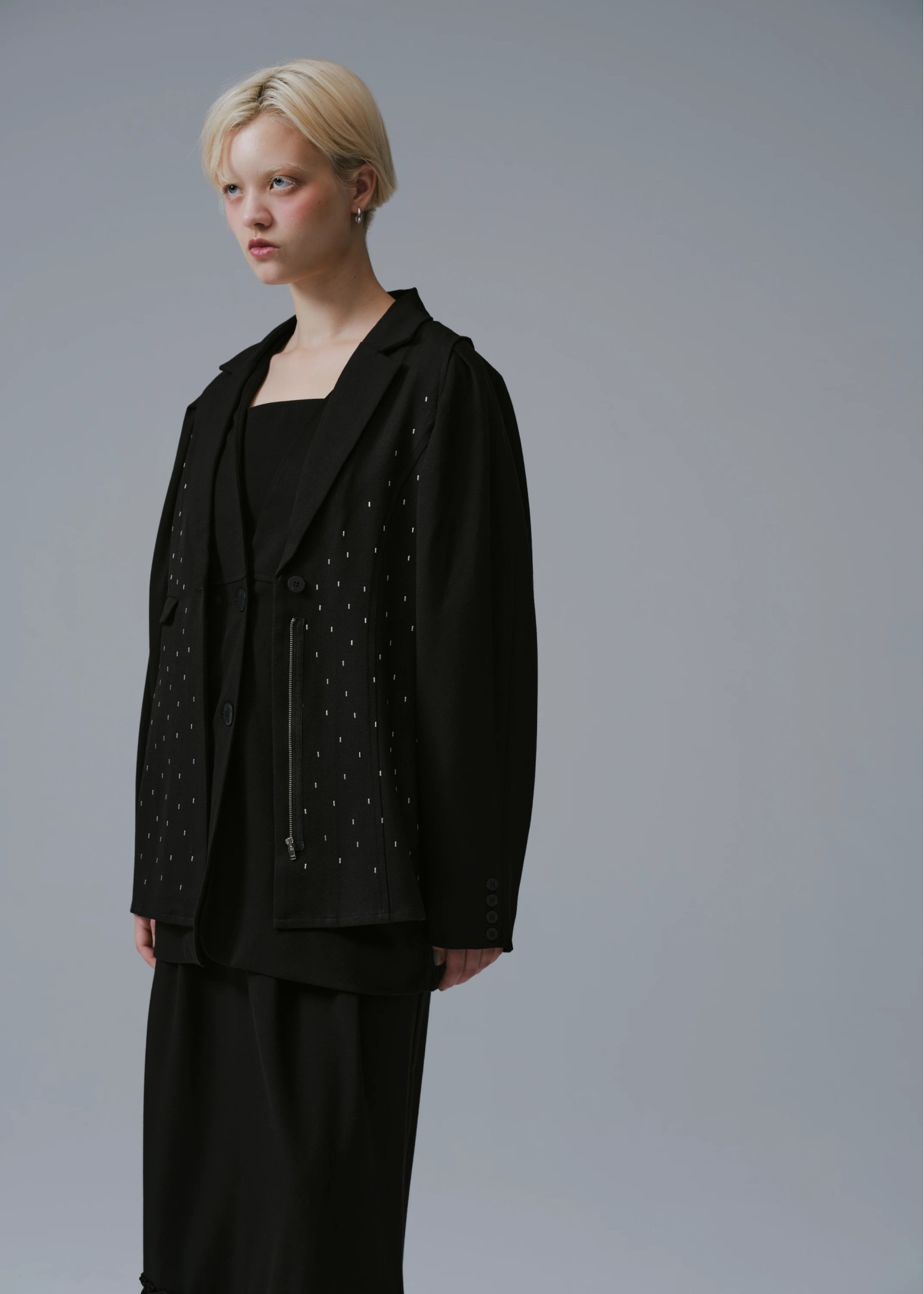 tailor collar studs zip gilet