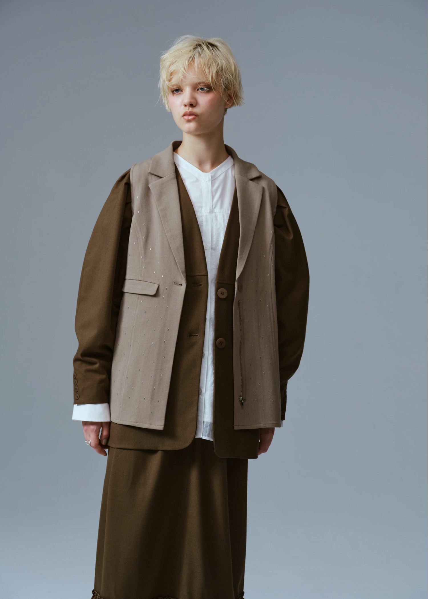 tailor collar studs zip gilet