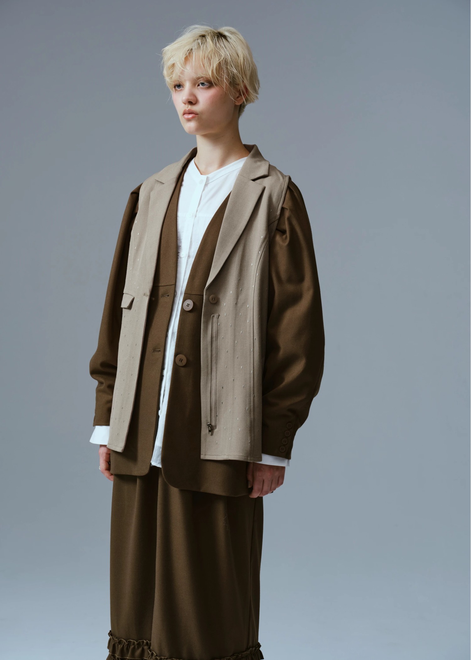 tailor collar studs zip gilet