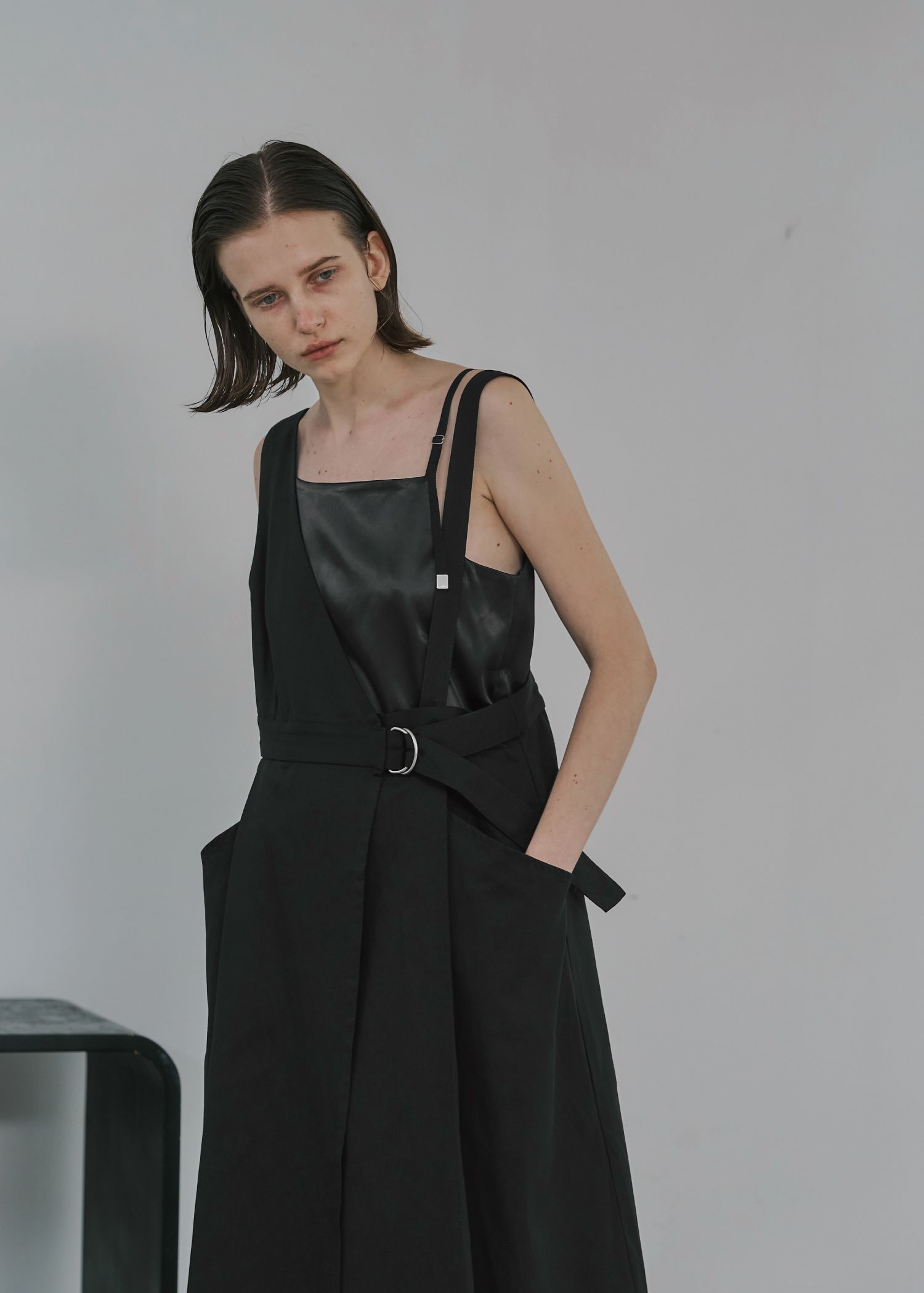 glossy satin grosgrain strap square cami