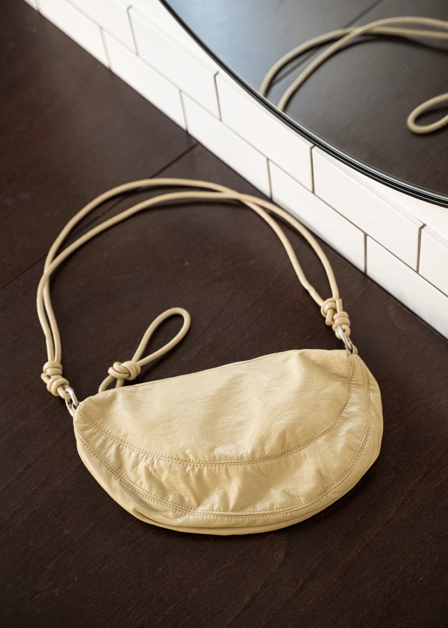 knotted strap half moon bag