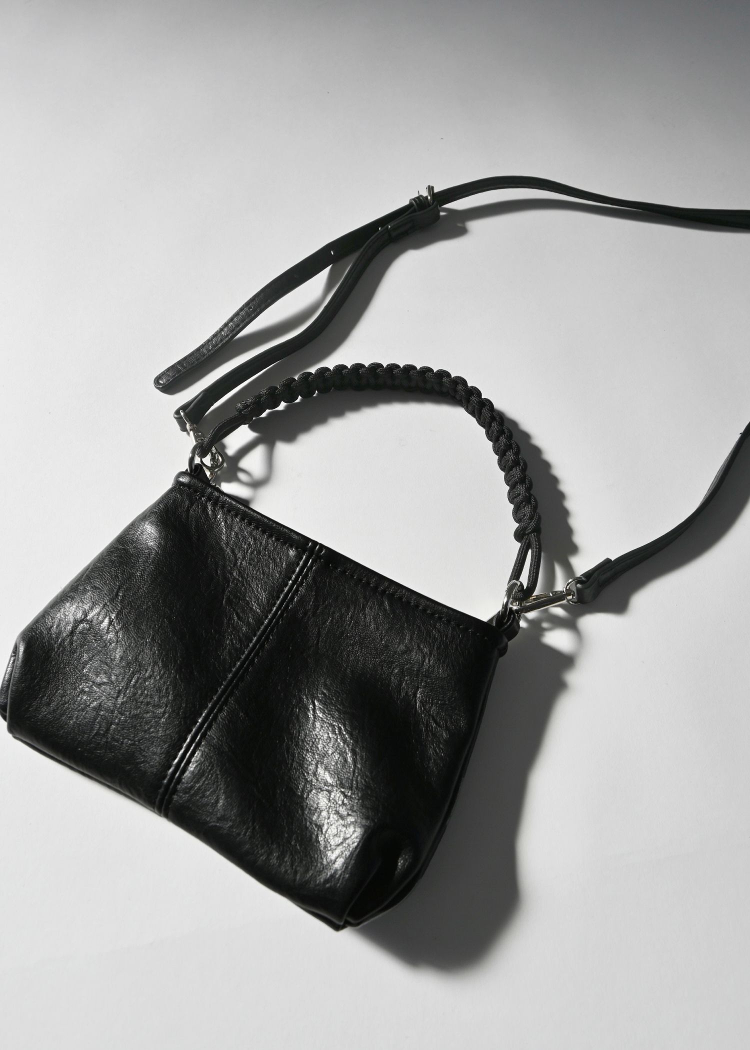 braided handle square shoulder bag