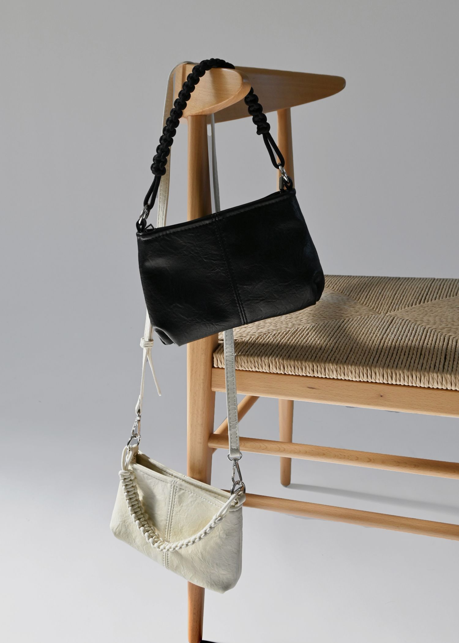 braided handle square shoulder bag