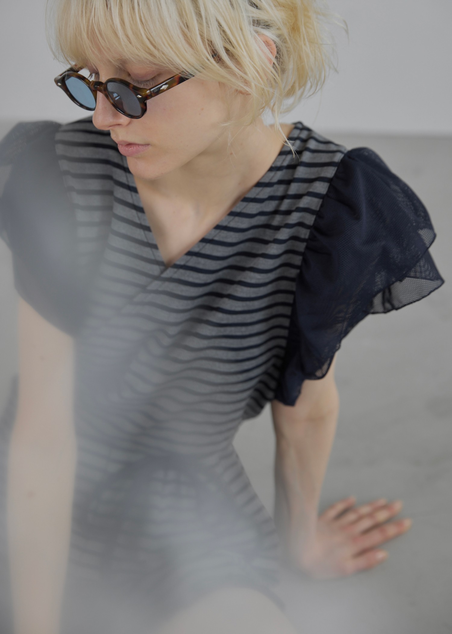 mesh frill sleeve cachecoeur combinaison