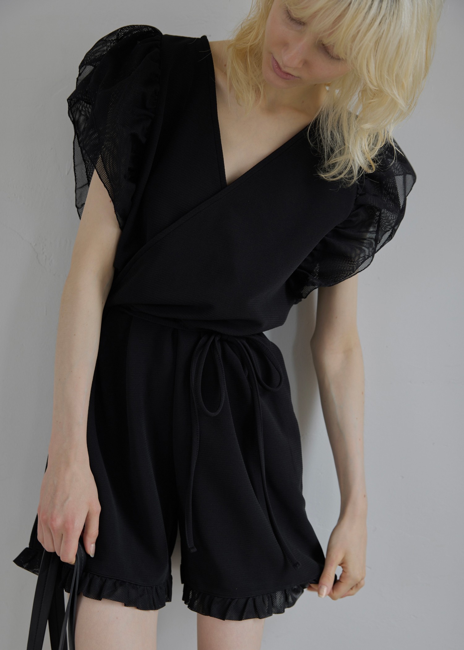 mesh frill sleeve cachecoeur combinaison