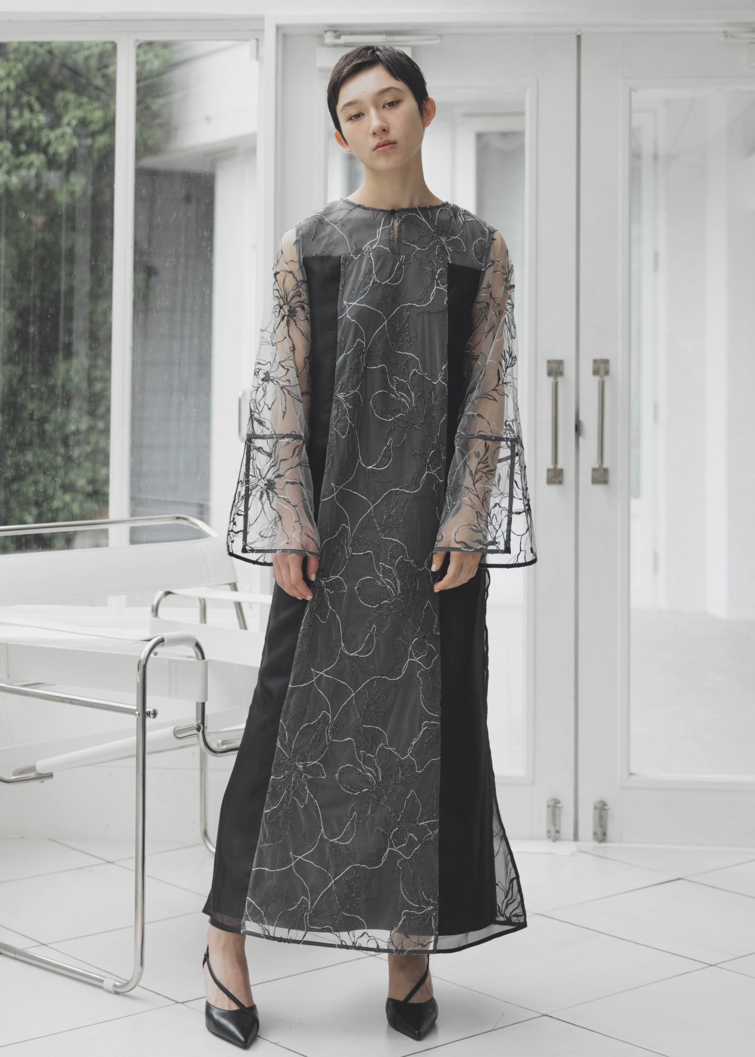 sheer tulle embroidery panel OP