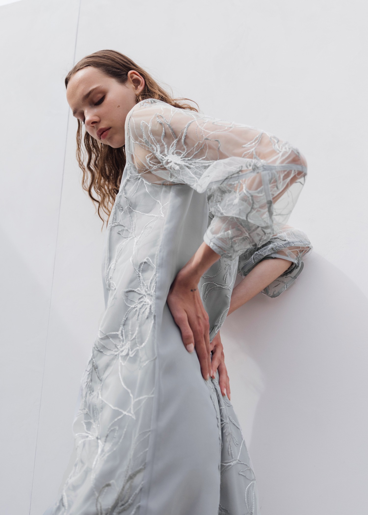 sheer tulle embroidery panel OP