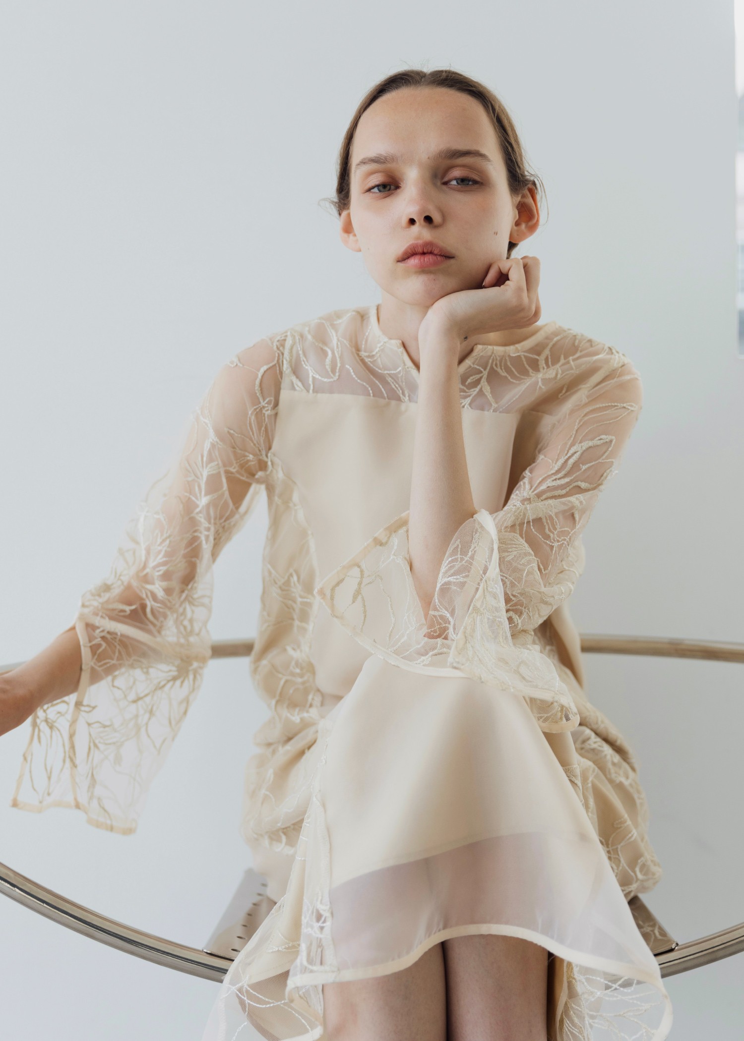 sheer tulle embroidery panel OP