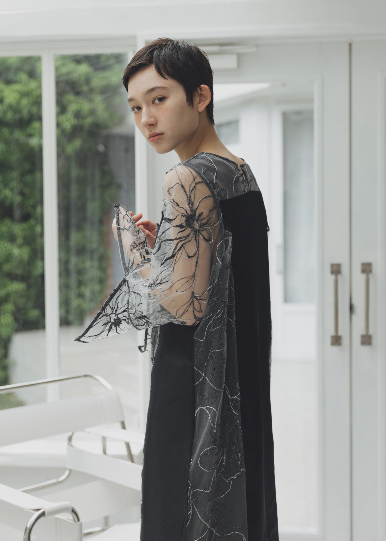 sheer tulle embroidery panel OP