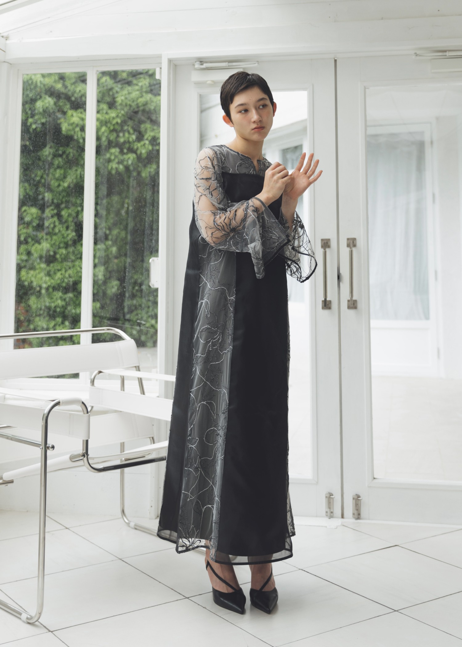 sheer tulle embroidery panel OP