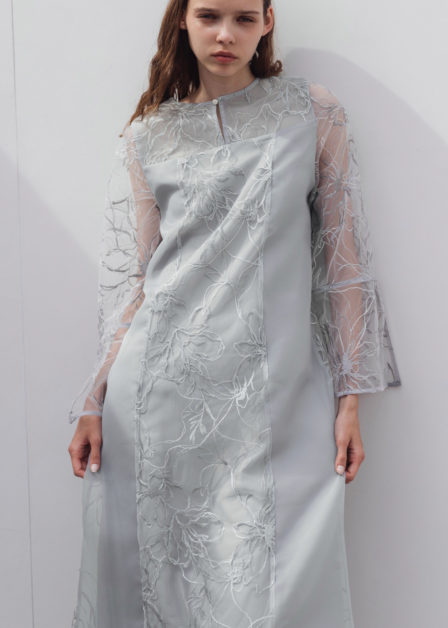 sheer tulle embroidery panel OP