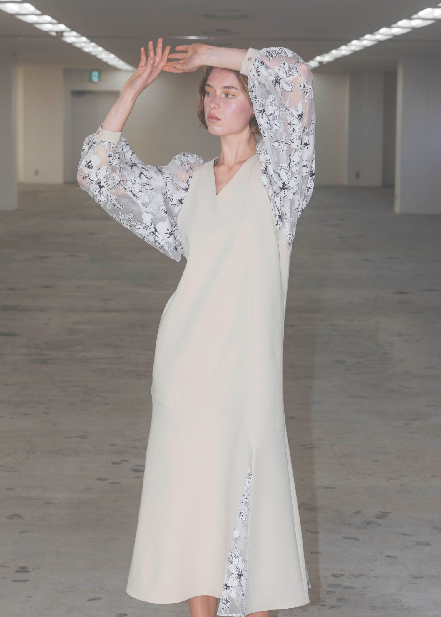 organdy flower volume sleeve panel OP