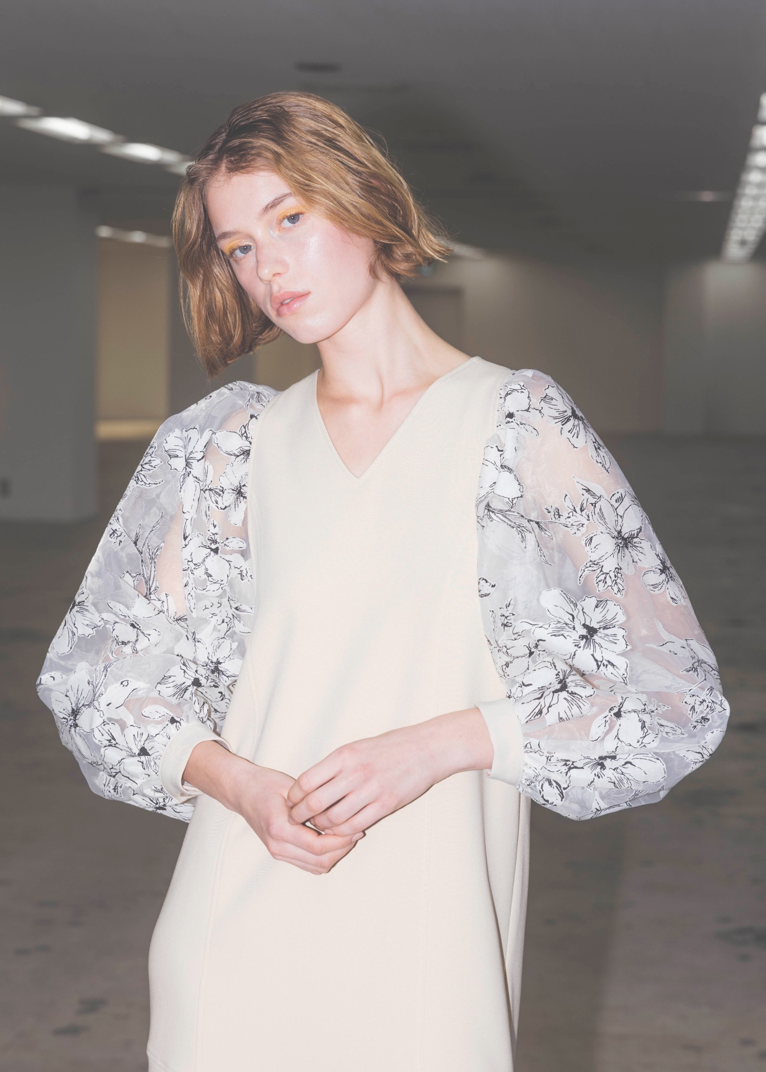 organdy flower volume sleeve panel OP