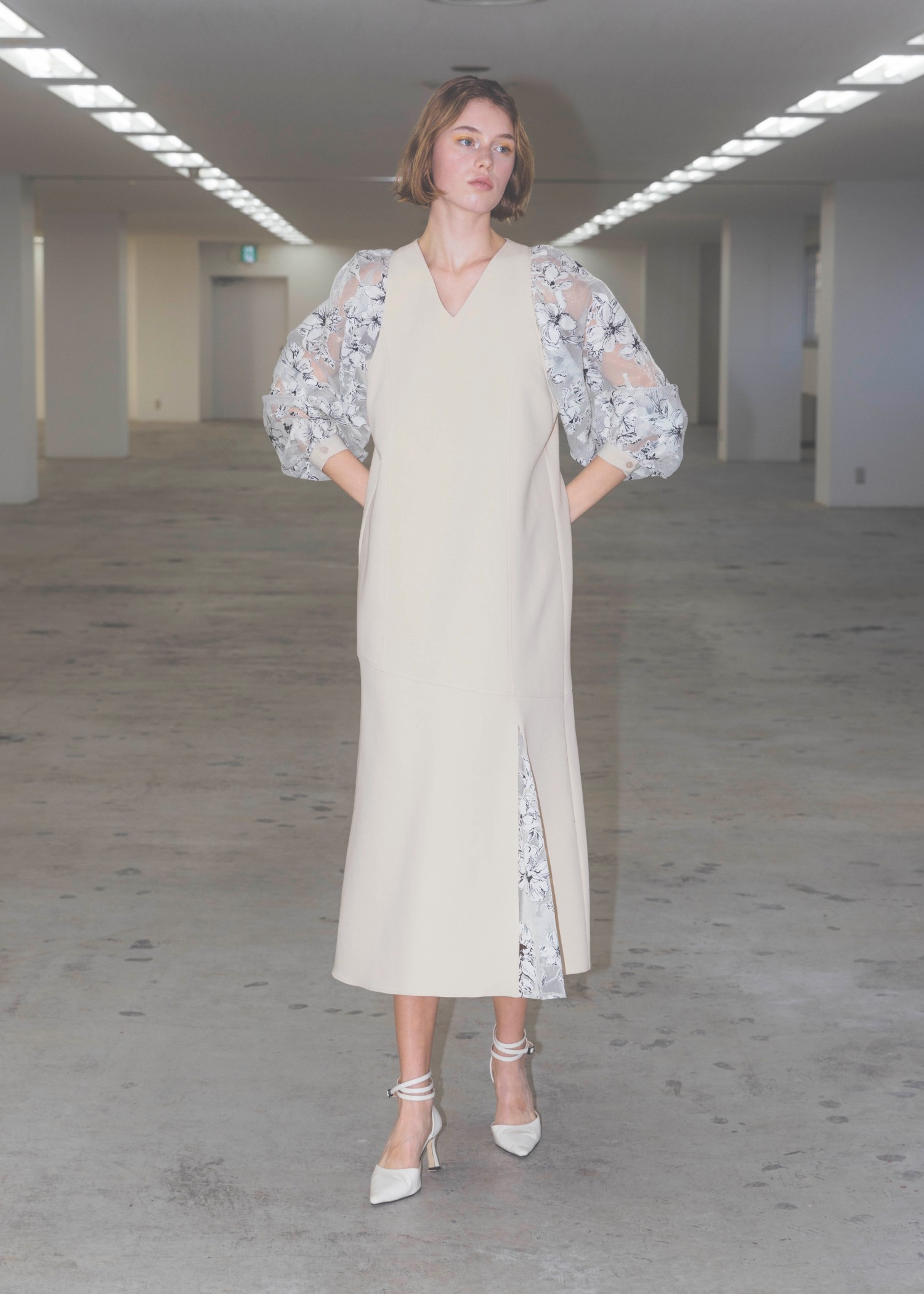 organdy flower volume sleeve panel OP