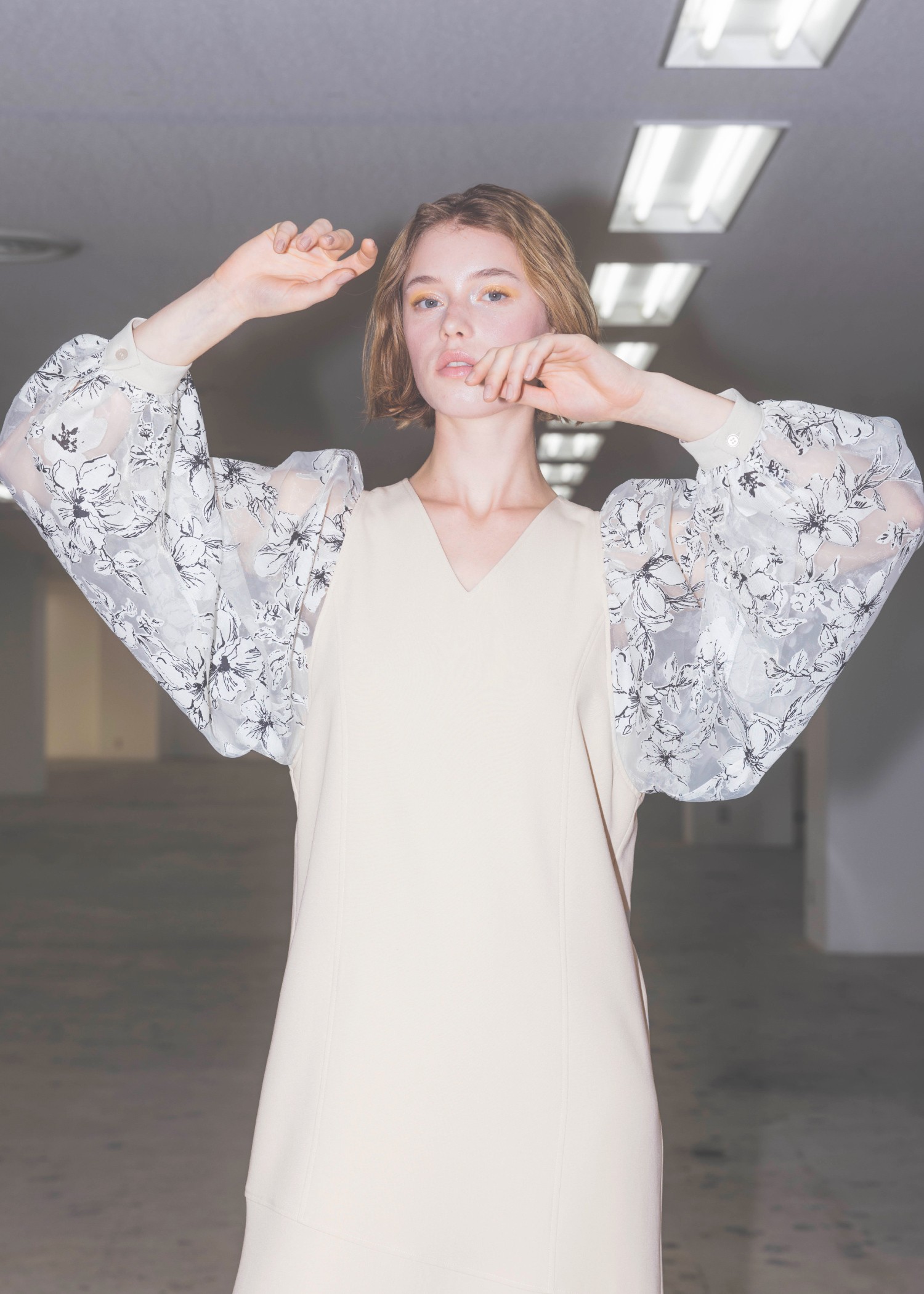 organdy flower volume sleeve panel OP