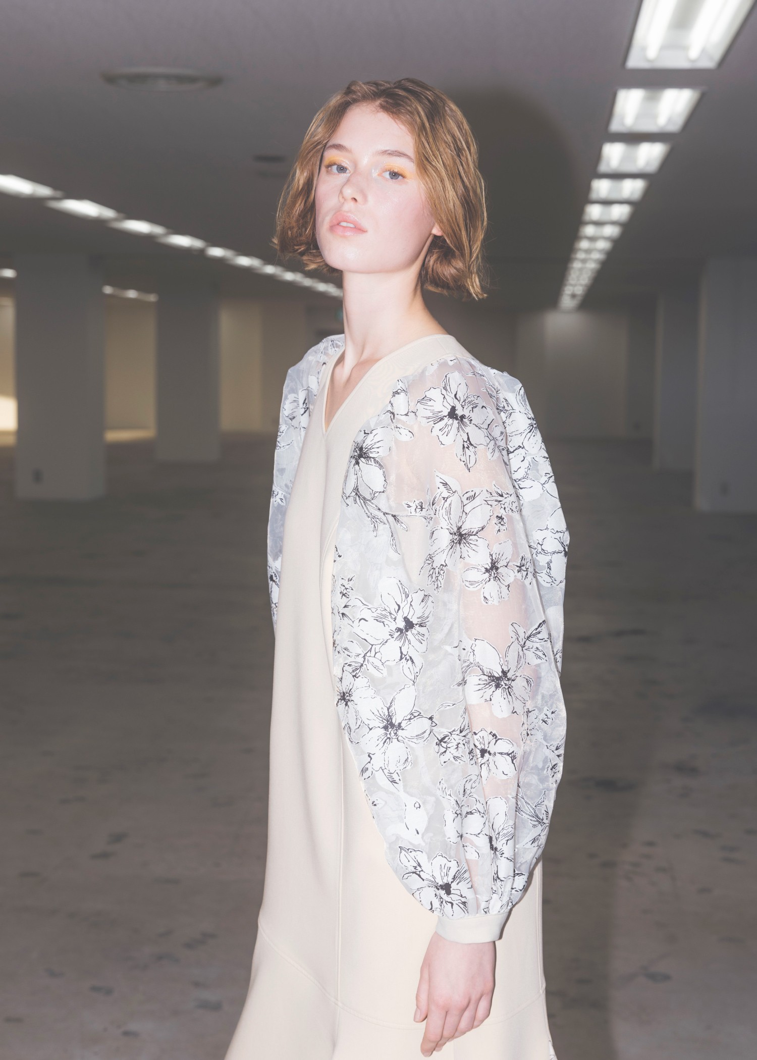 organdy flower volume sleeve panel OP