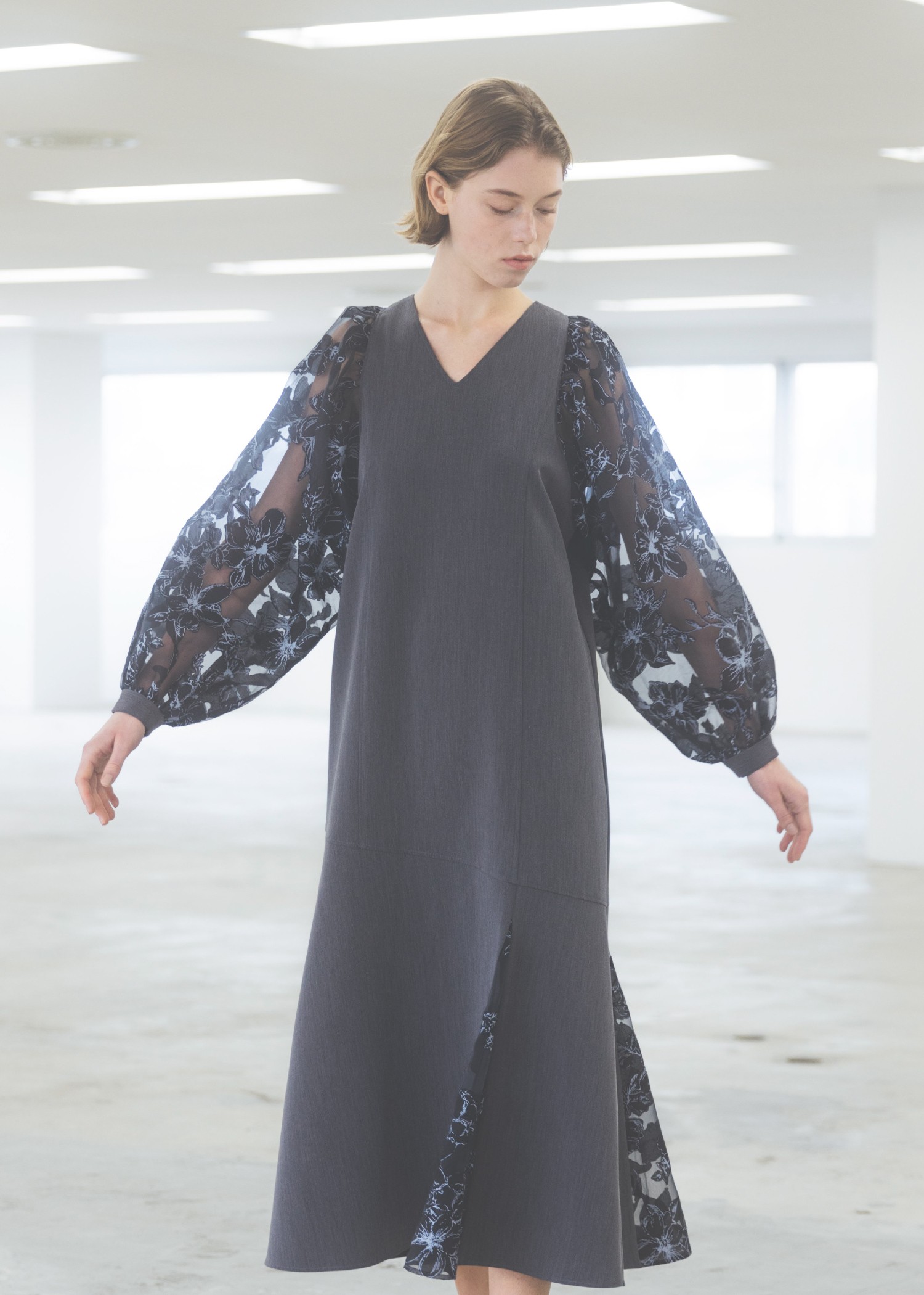 organdy flower volume sleeve panel OP