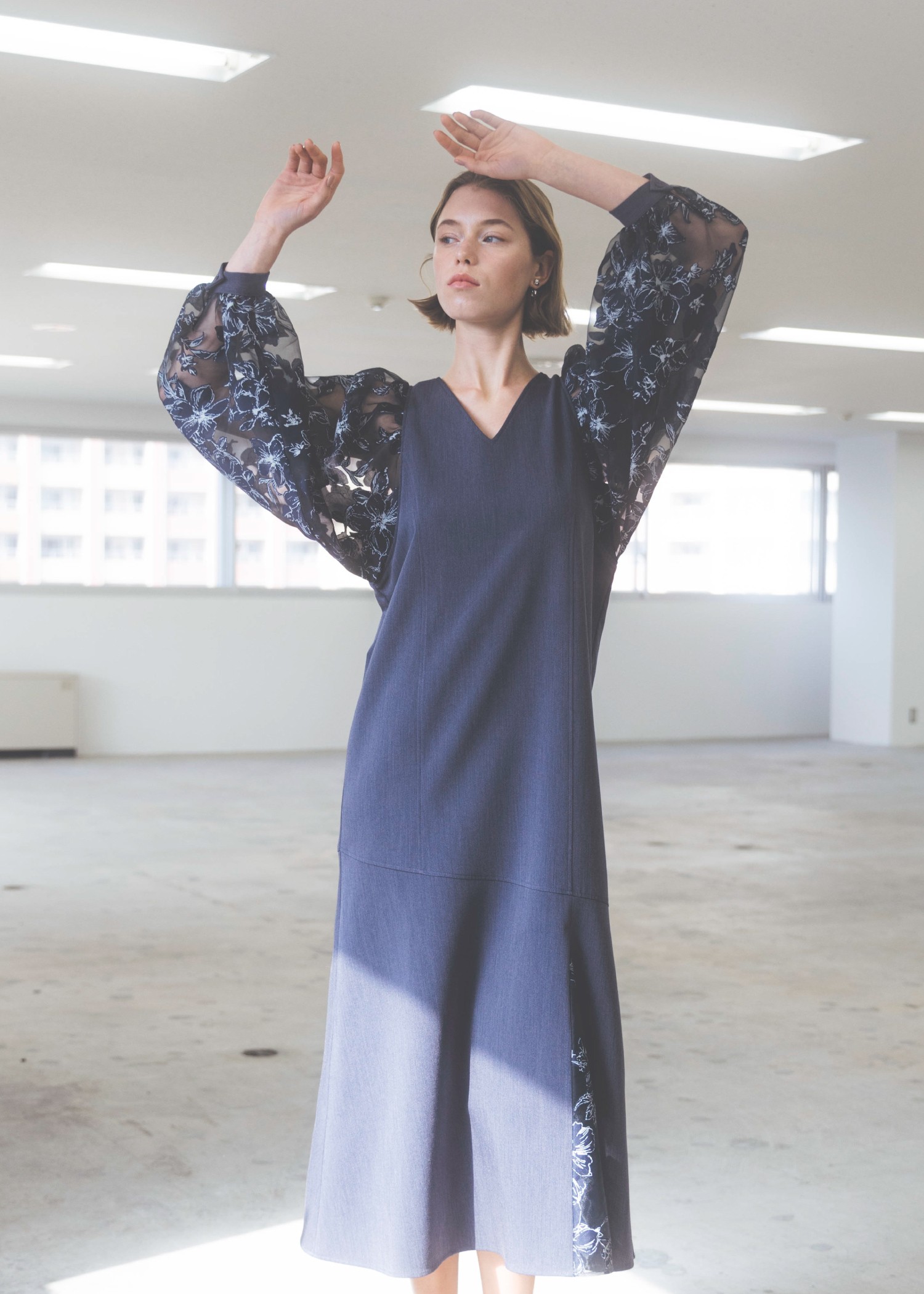 organdy flower volume sleeve panel OP