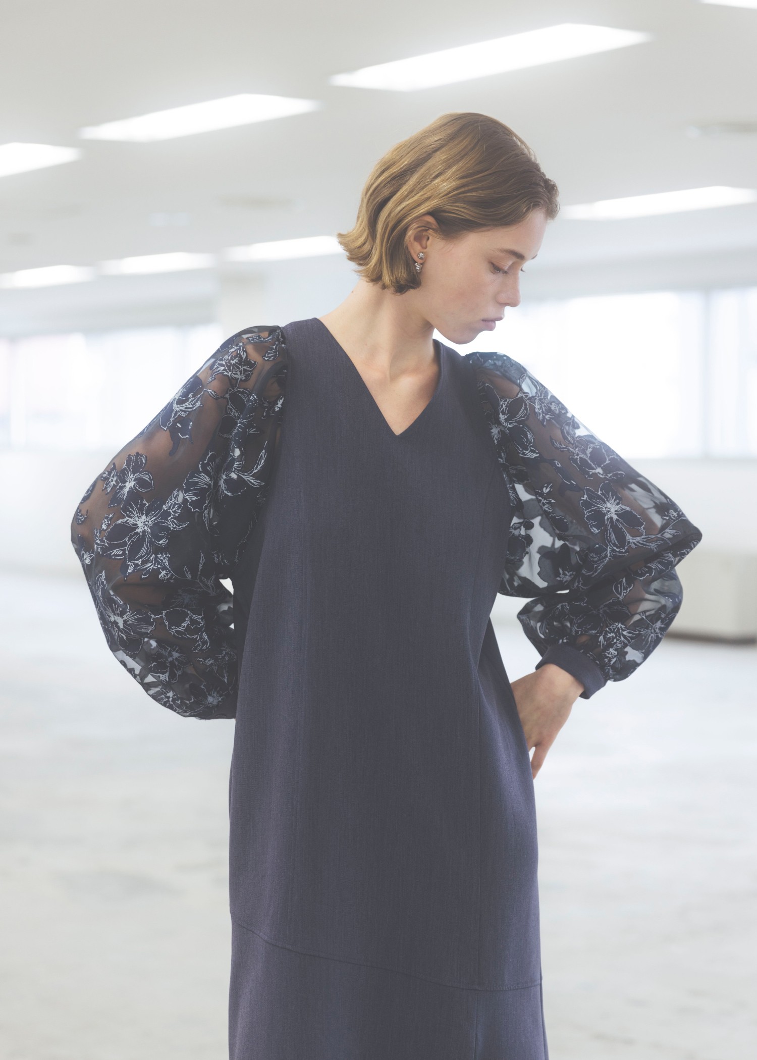 organdy flower volume sleeve panel OP