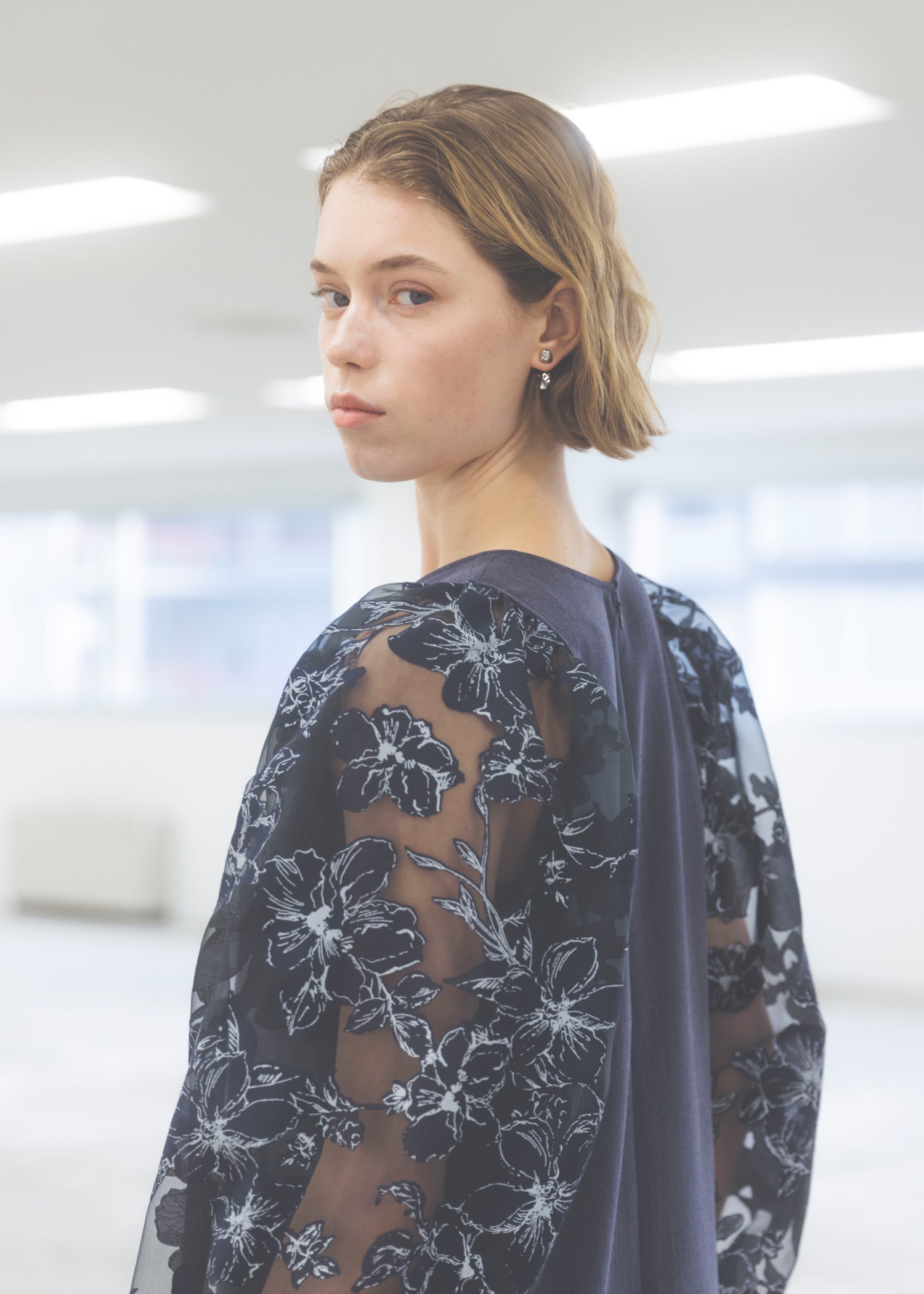 organdy flower volume sleeve panel OP