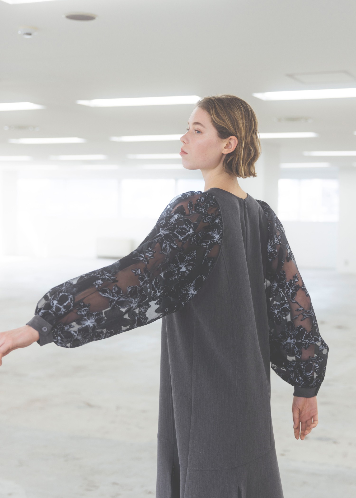 organdy flower volume sleeve panel OP